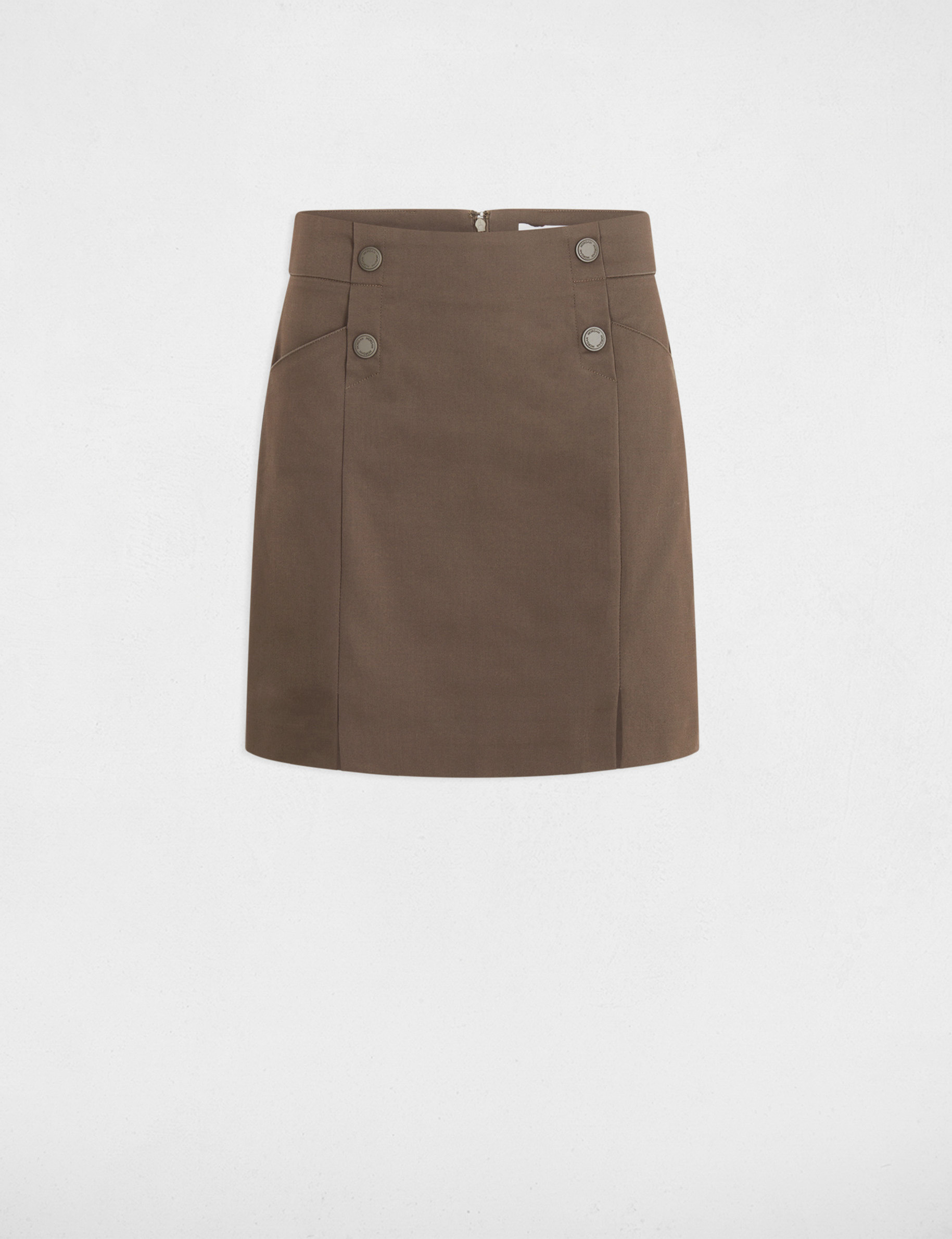 Mini skirt with buttons khaki green women