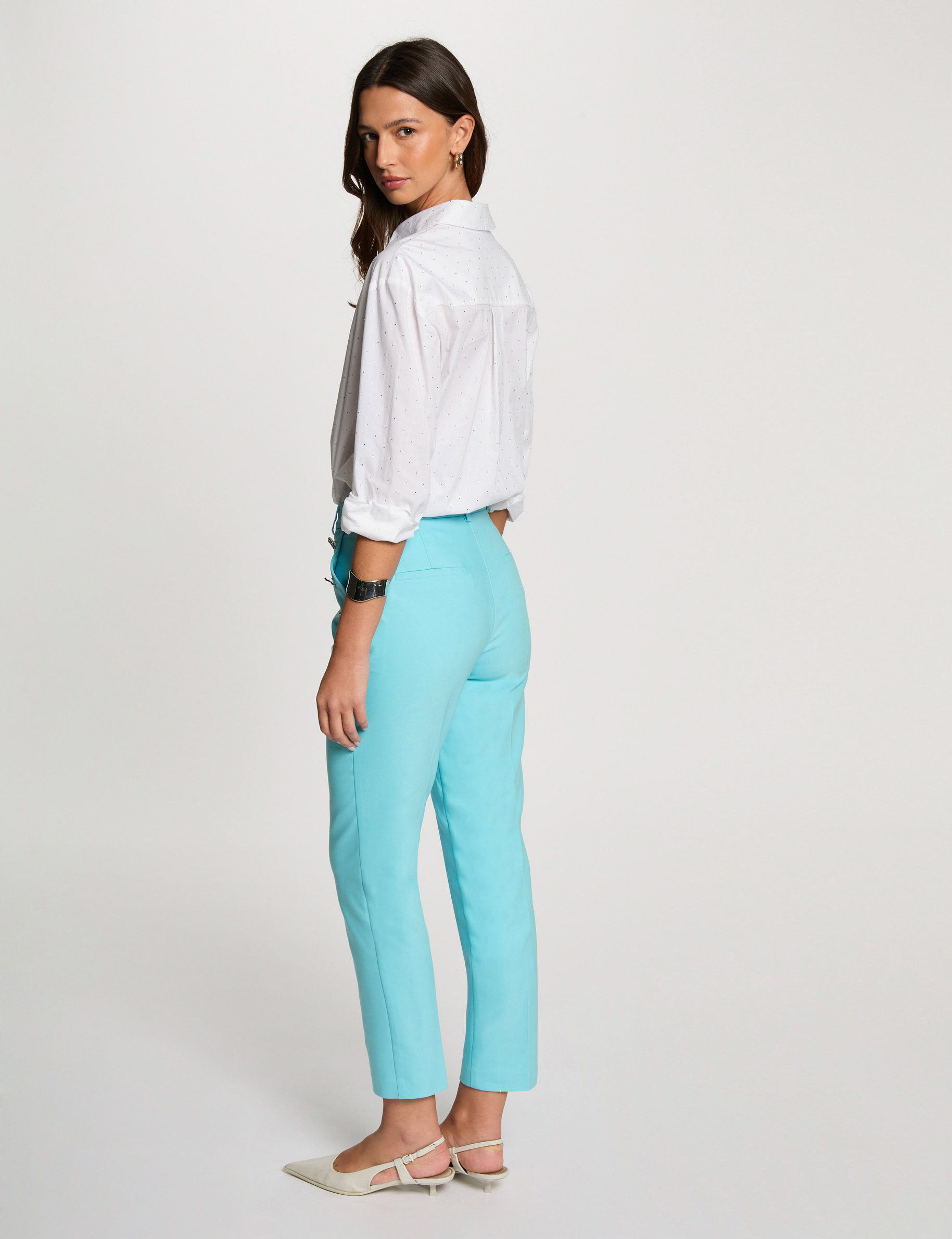 Cropped cigarette trousers sky blue women