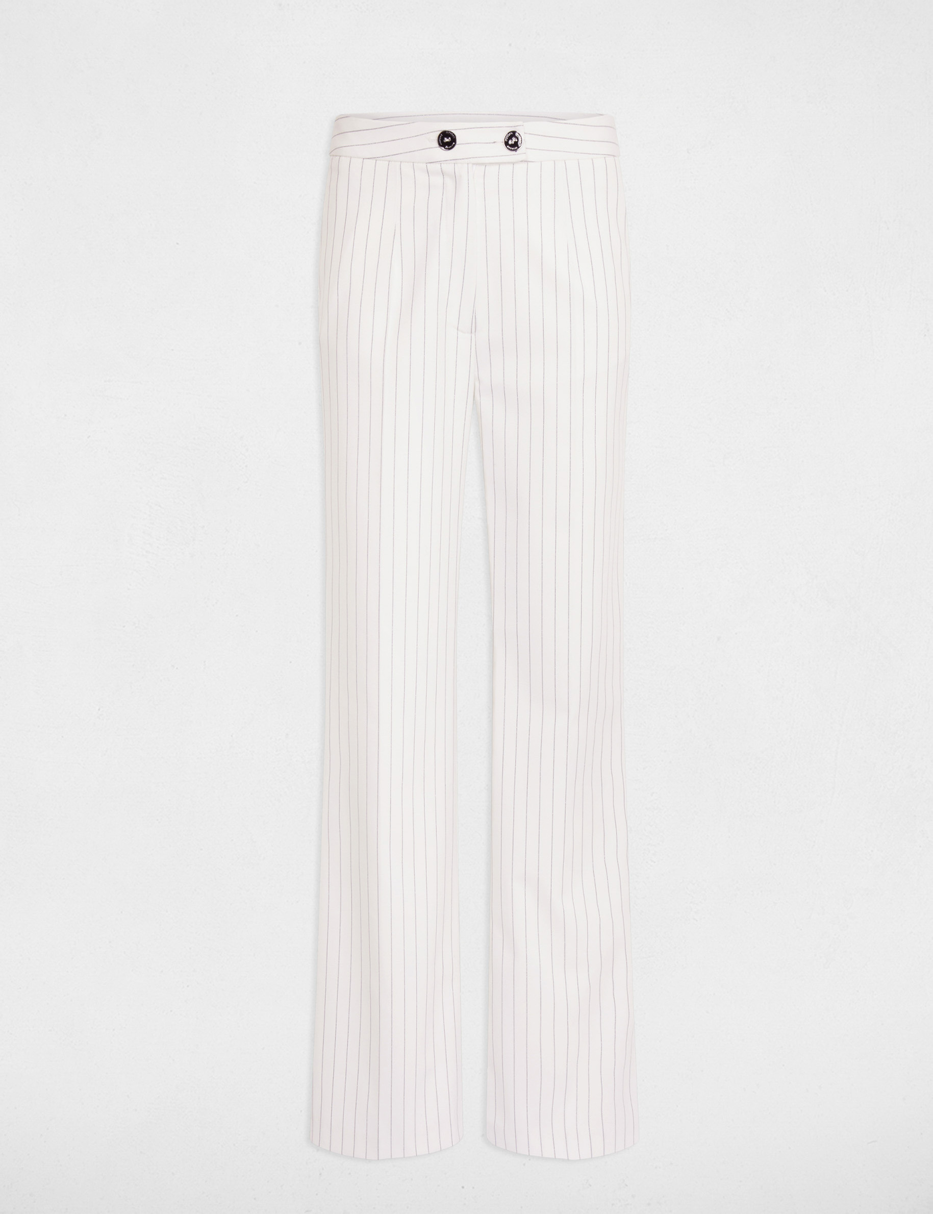 Straight trousers with stripes ecru women