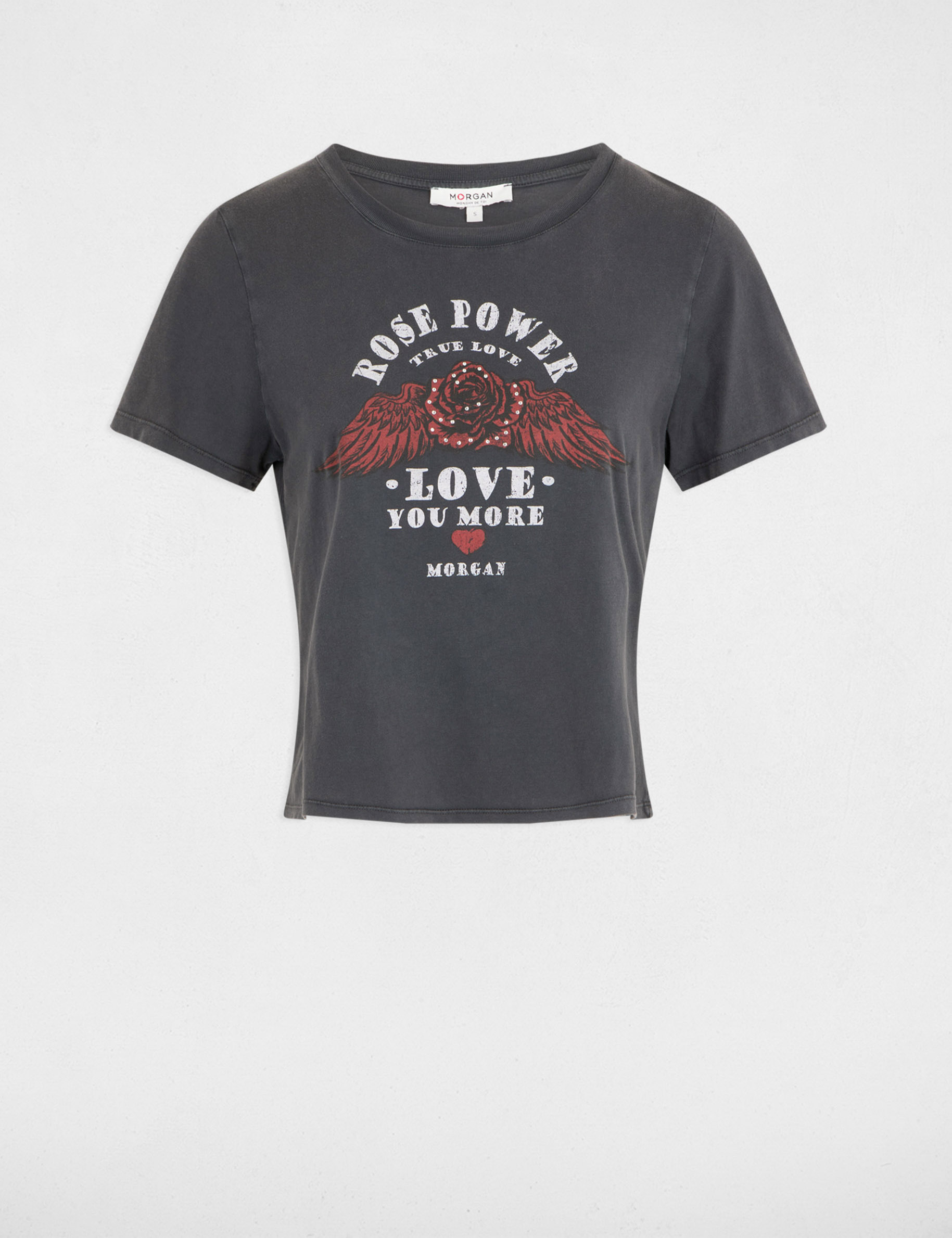 T-shirt with message dark grey women