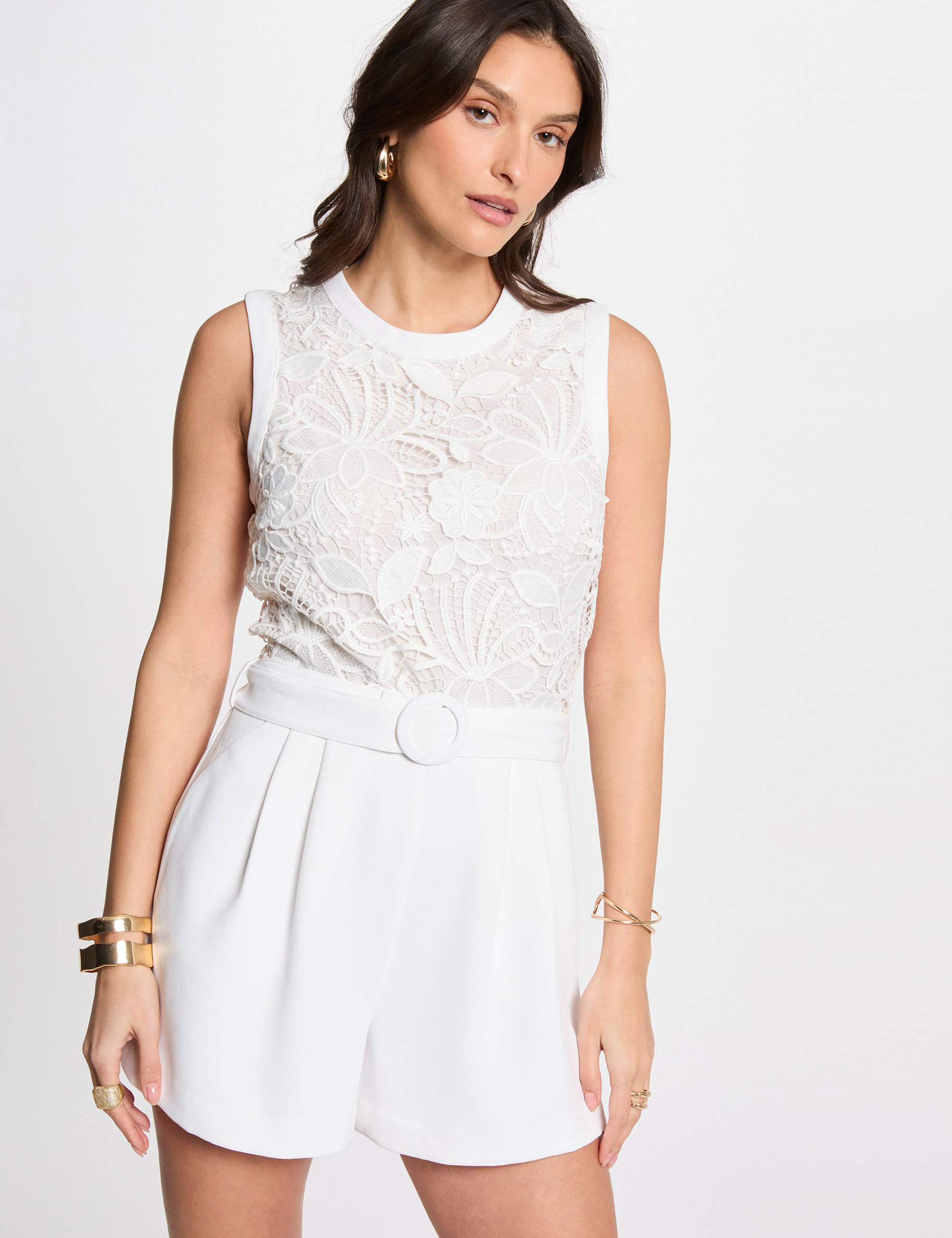 laced playsuit white women Laced playsuit white women