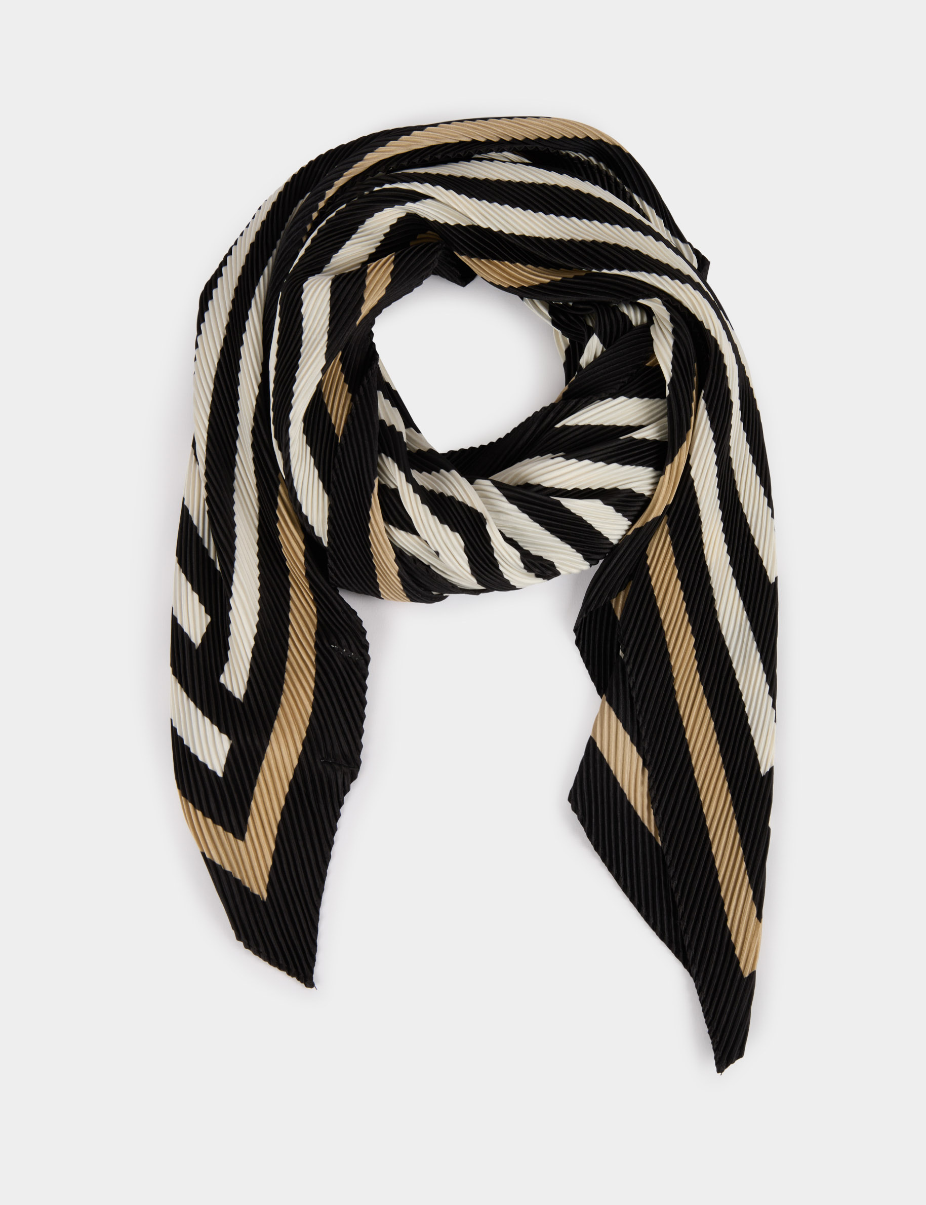 Pleated printed scarf ivory women