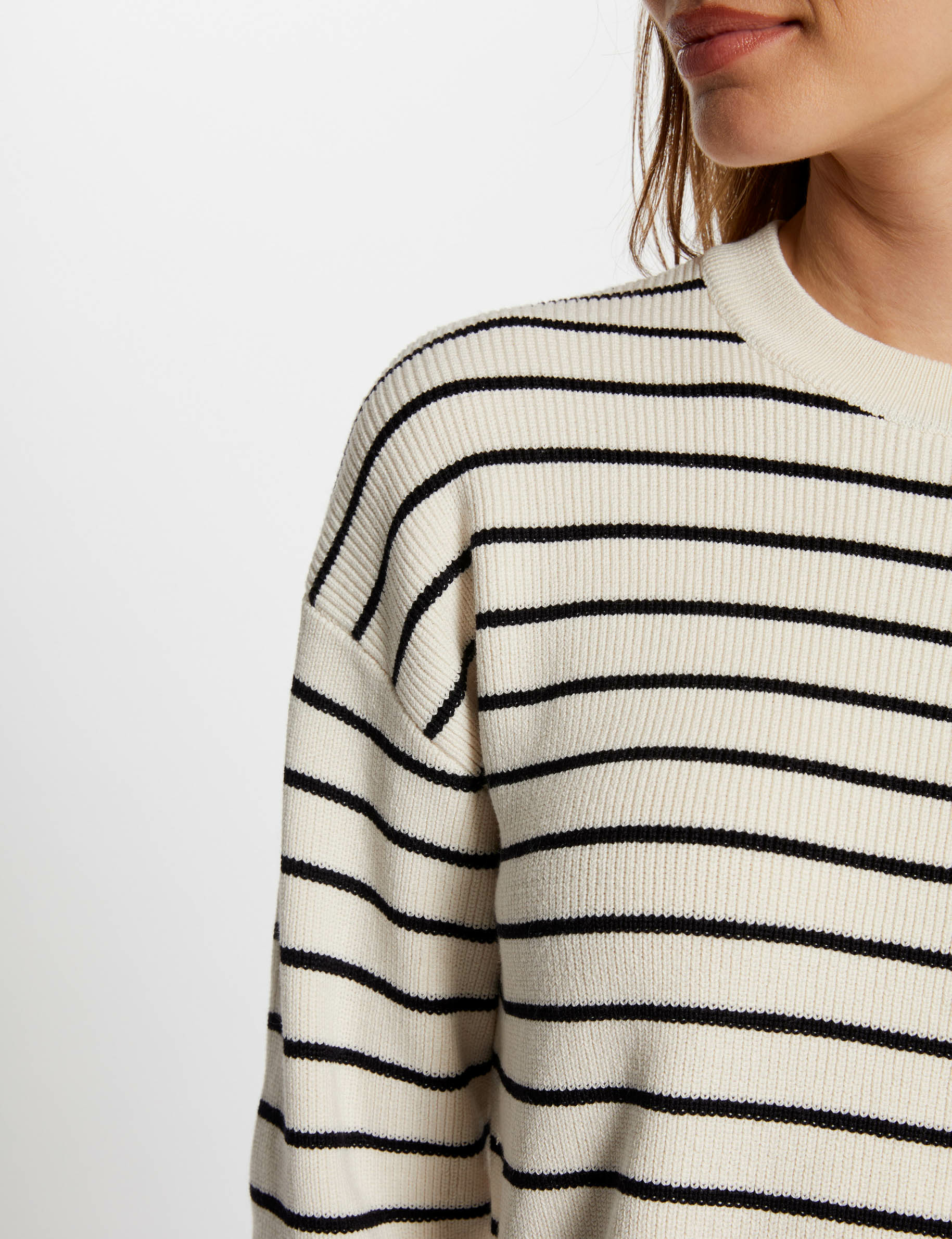 Long-sleeved striped jumper ivory women