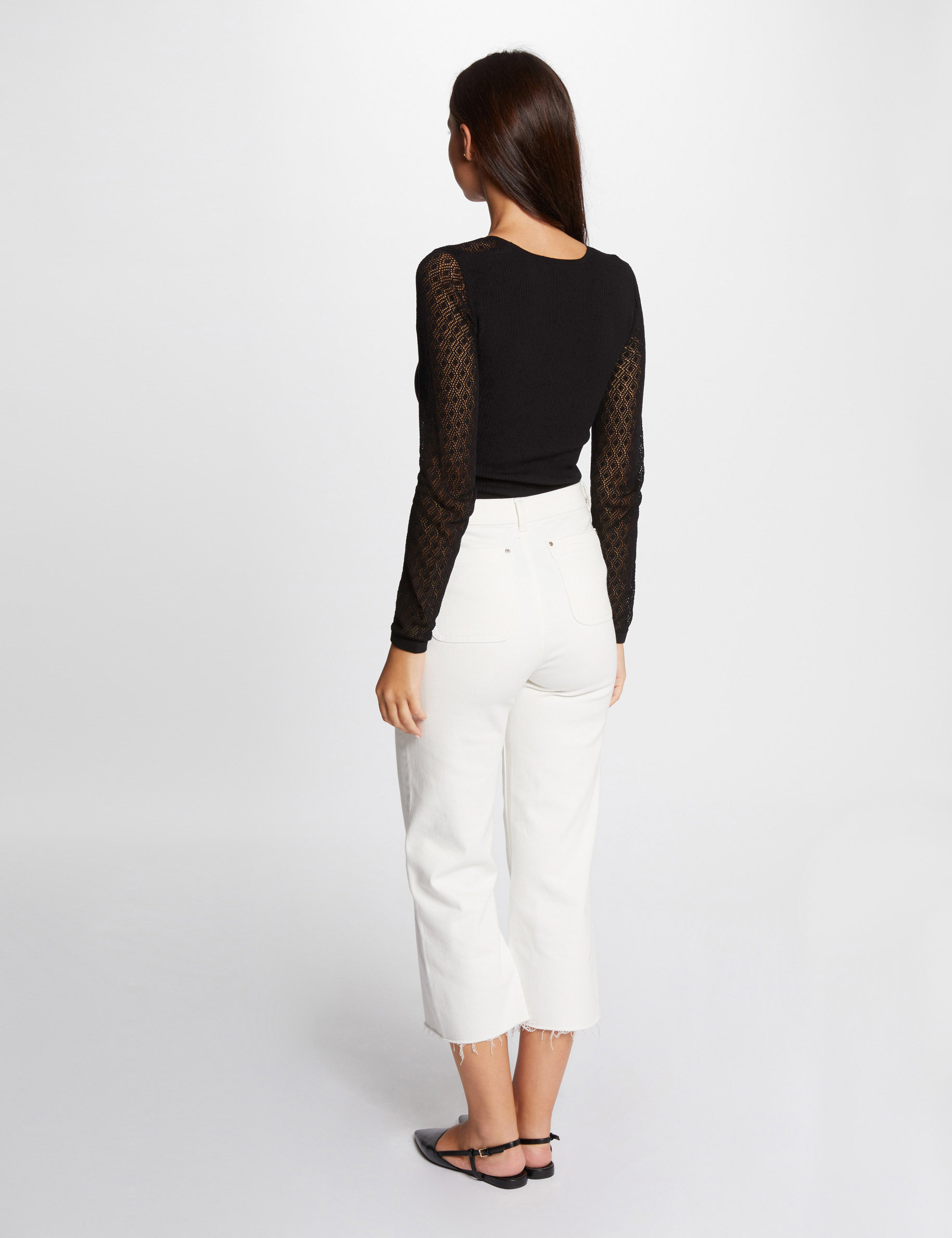 Jumper with openwork sleeves black women