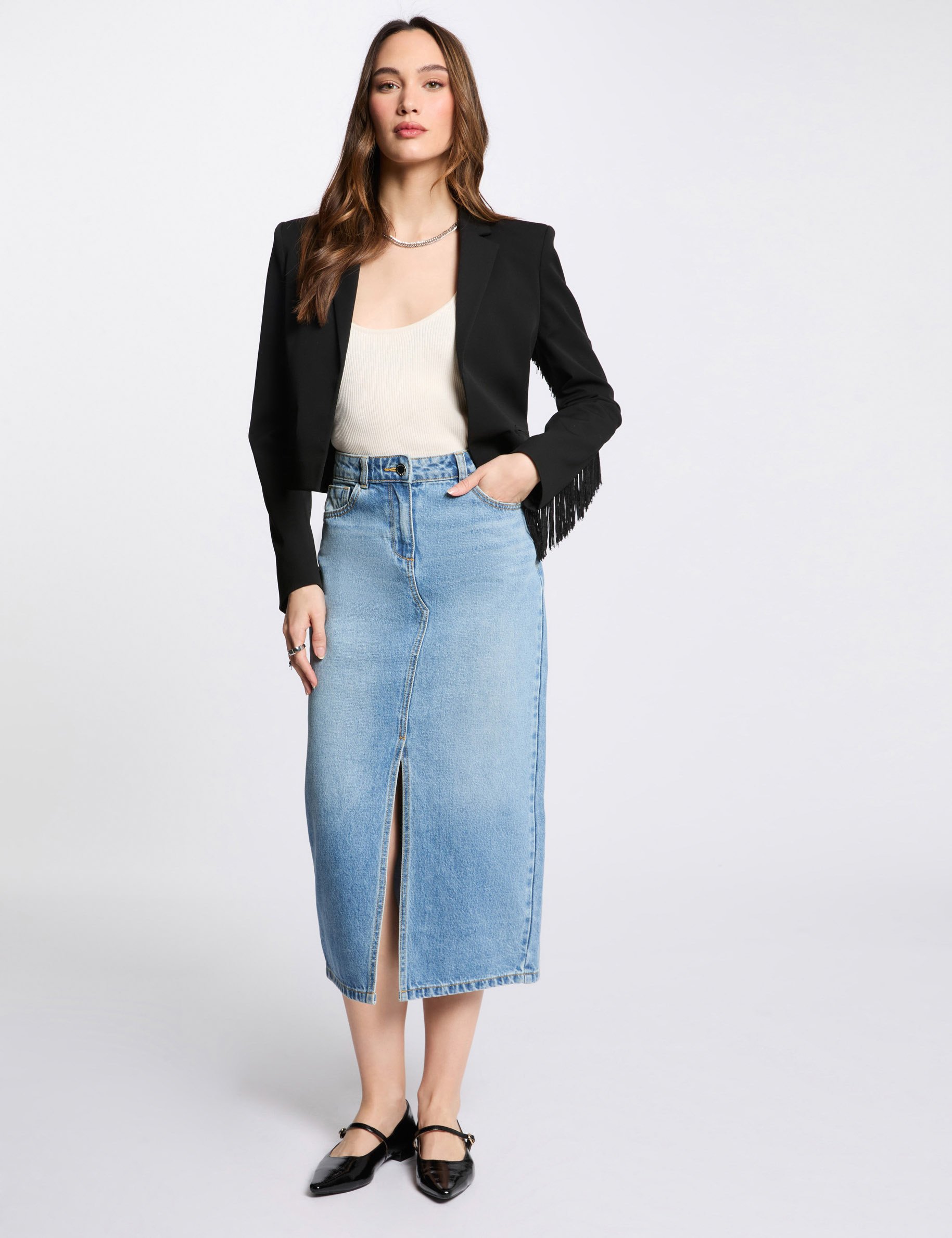 blazer with fringes black women Blazer with fringes black women