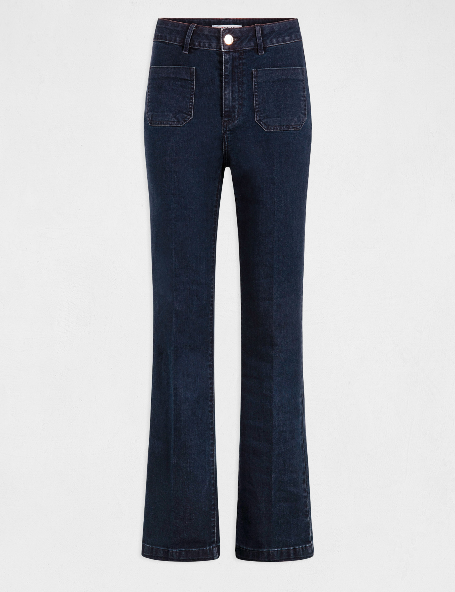 Straight jeans with darts raw denim women