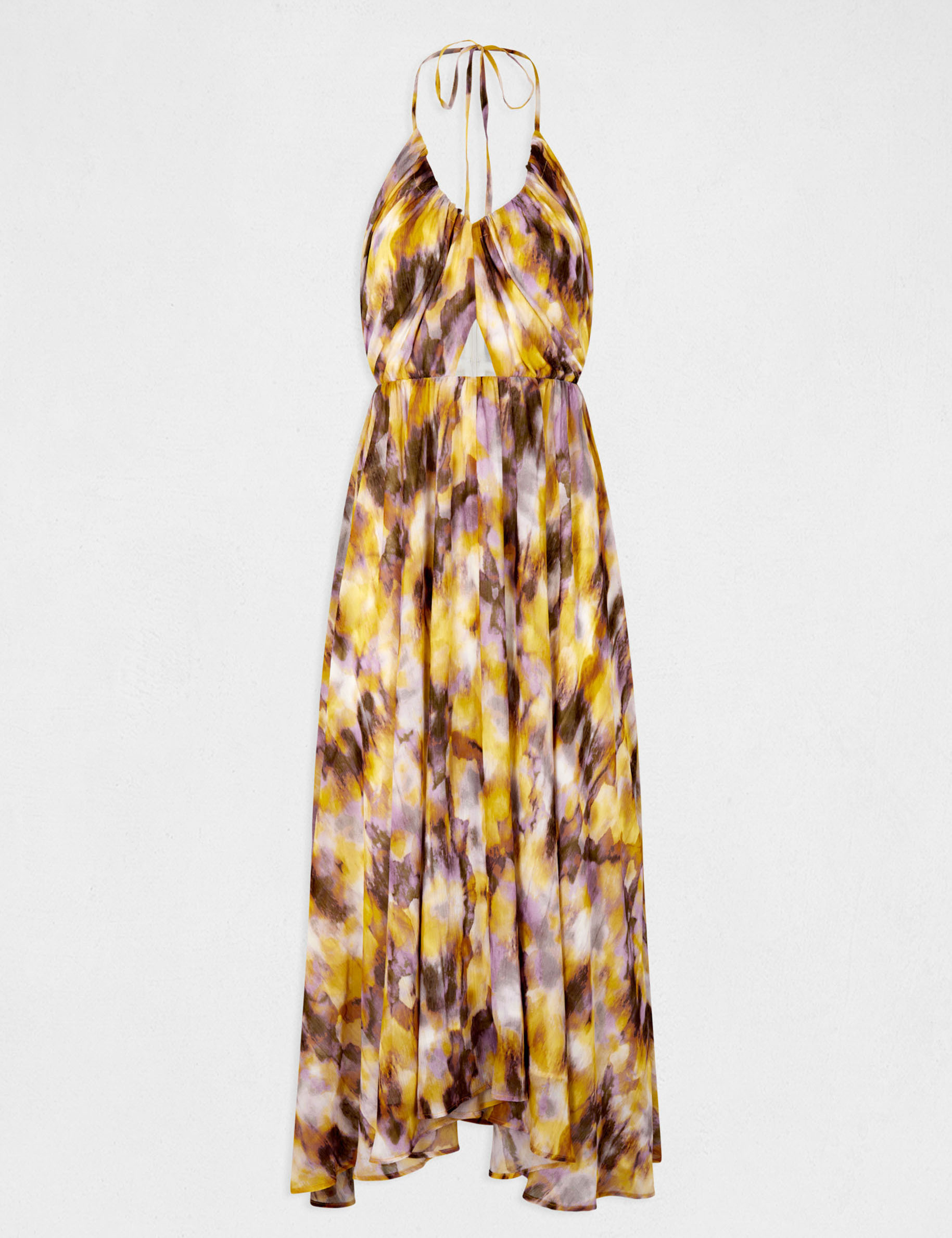 Maxi A-line dress with abstract print multicolored women