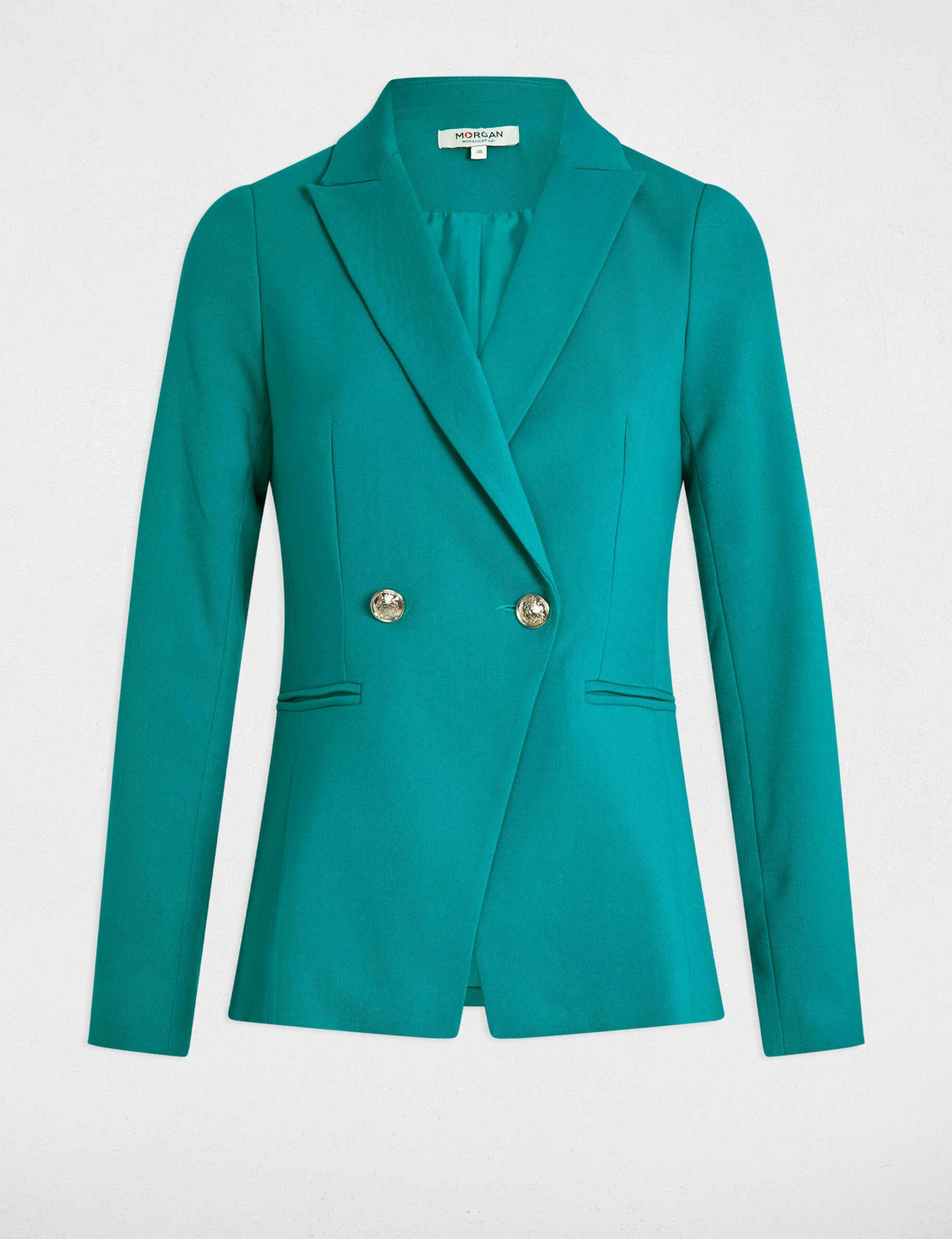 Waisted buttoned blazer turquoise blue women