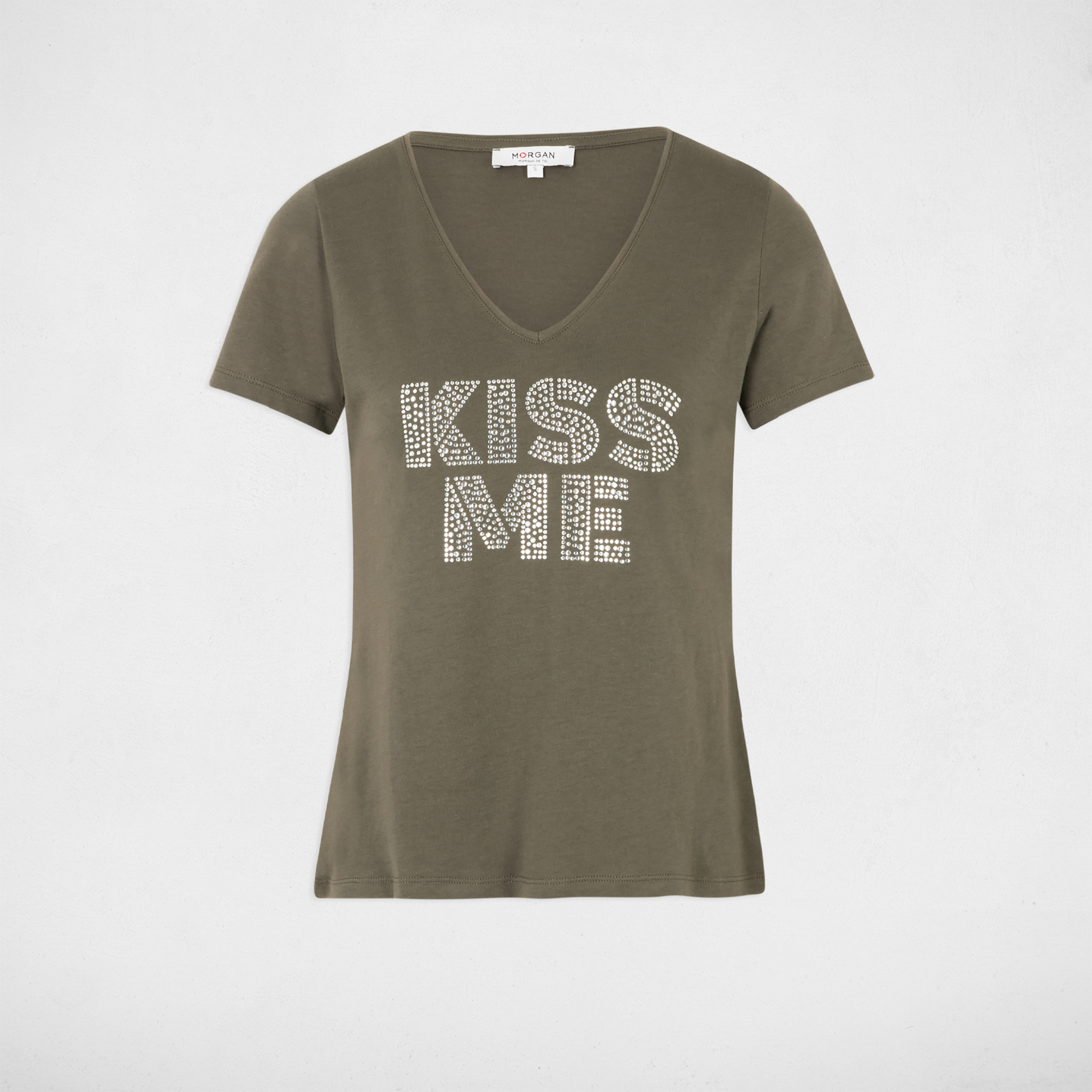 T-shirt with message khaki green women