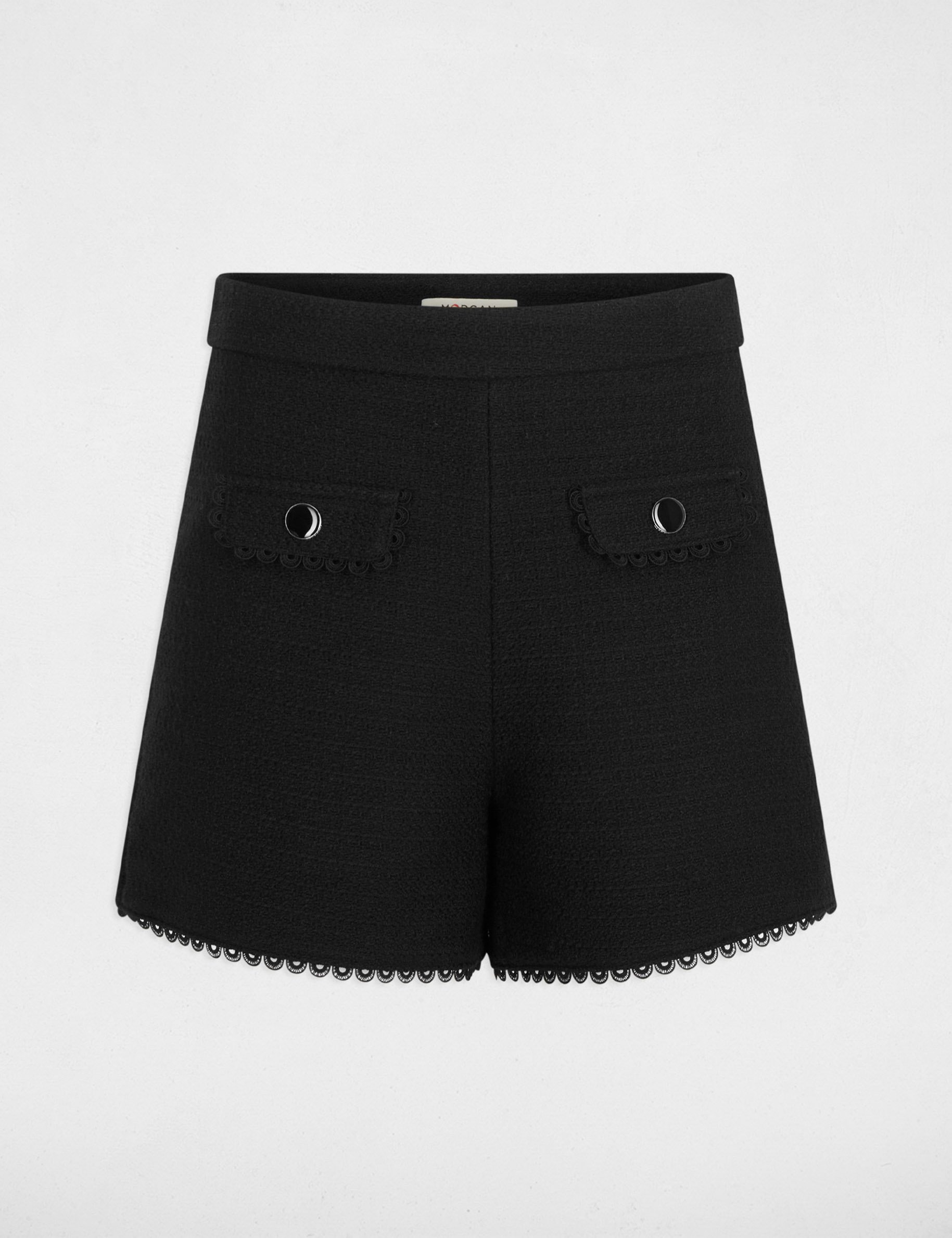 Straight tweed shorts black women