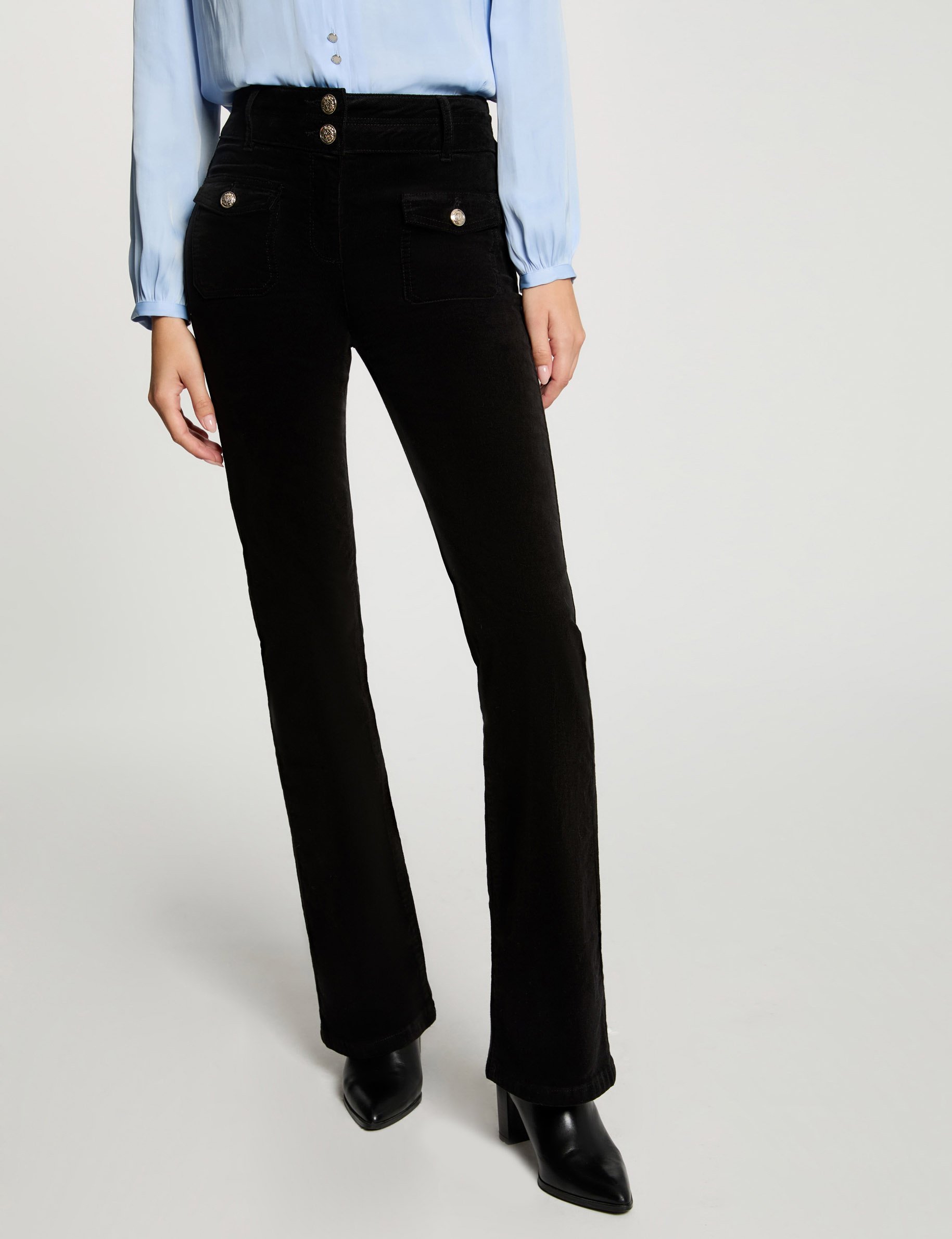 Velvet fitted trousers black women