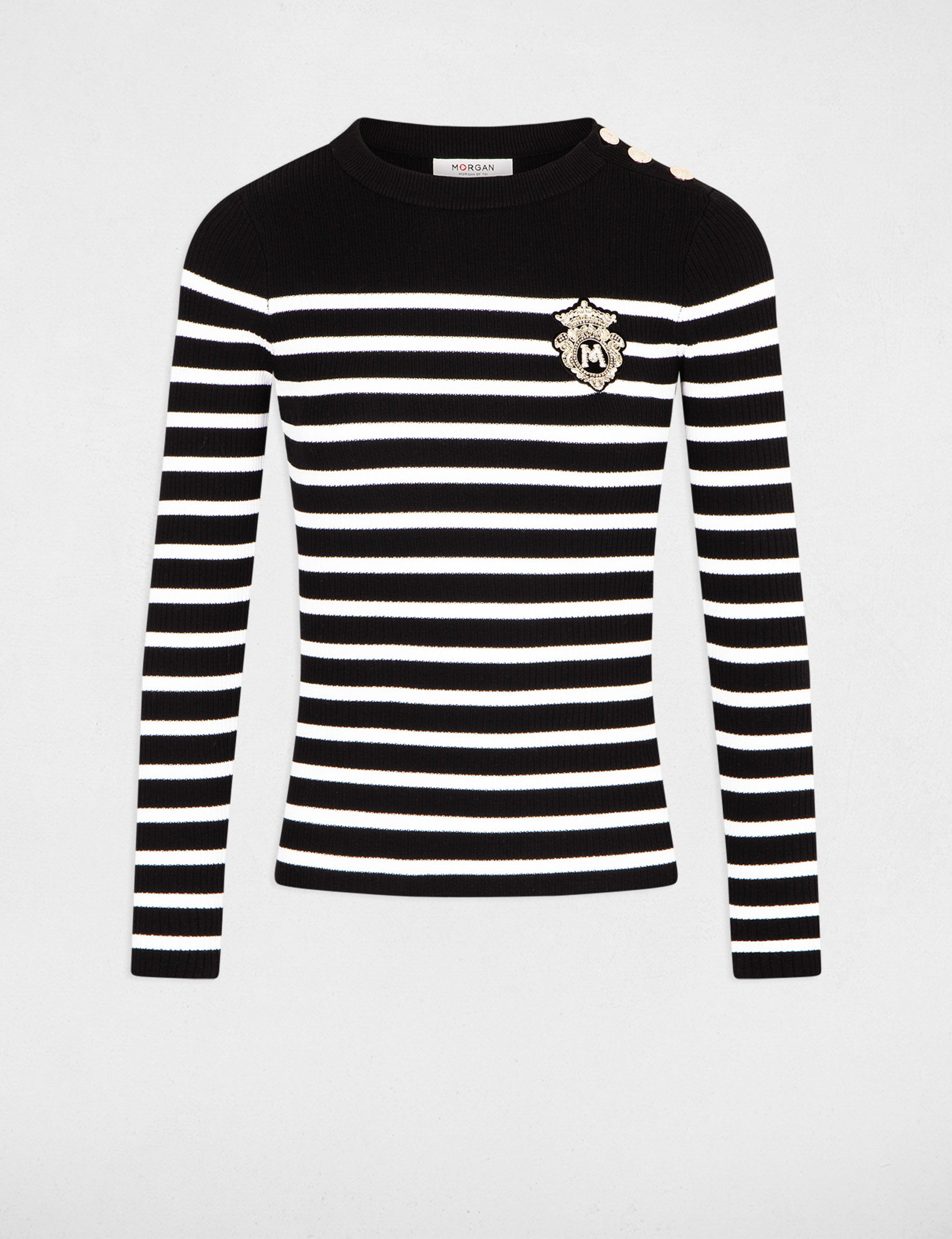 Long-sleeved striped jumper black women