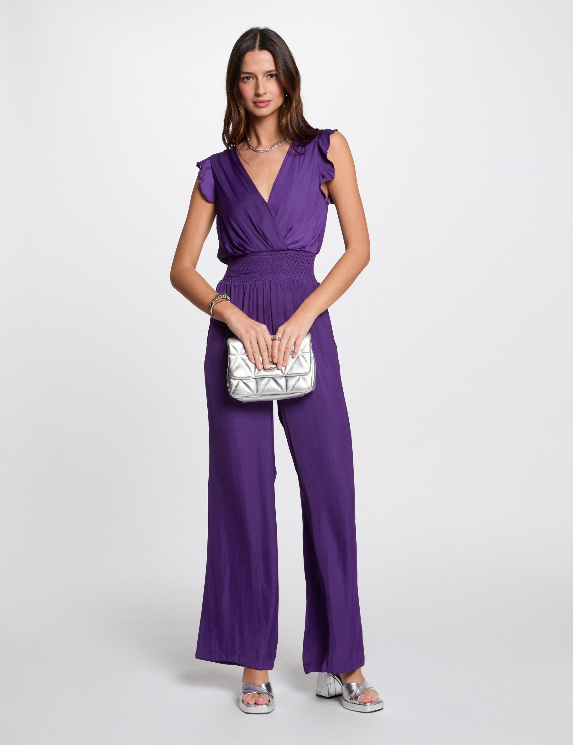 Loose jumpsuit purple women