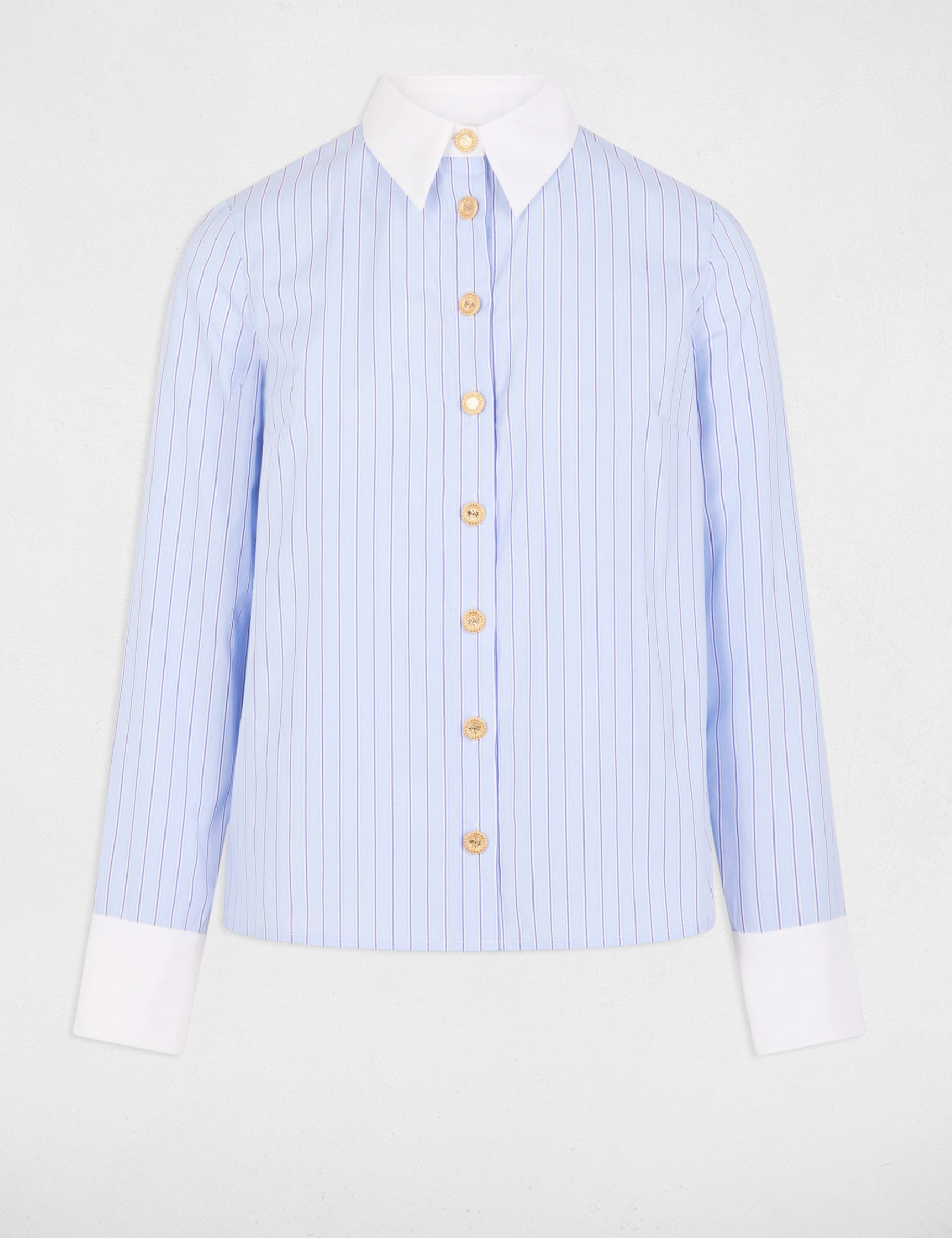 Striped long-sleeved shirt sky blue women