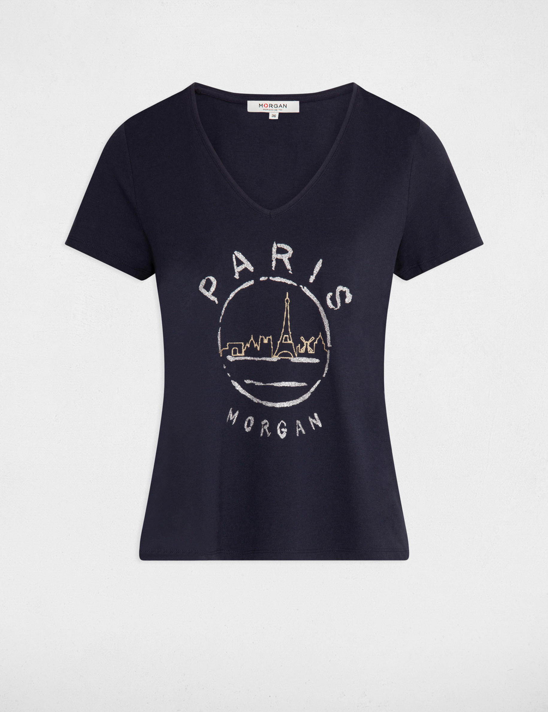 T-shirt with message navy ladies'