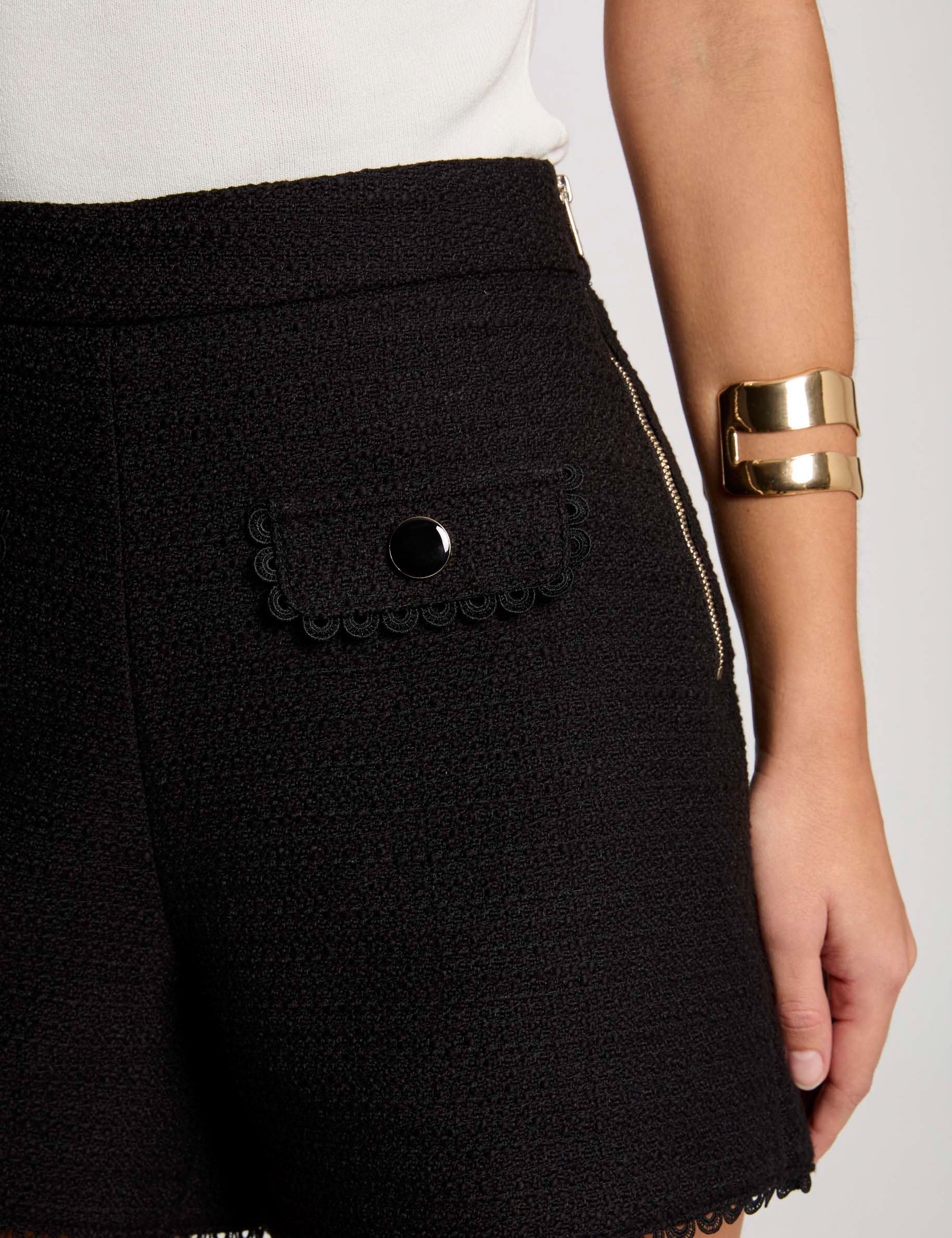 Straight tweed shorts black women