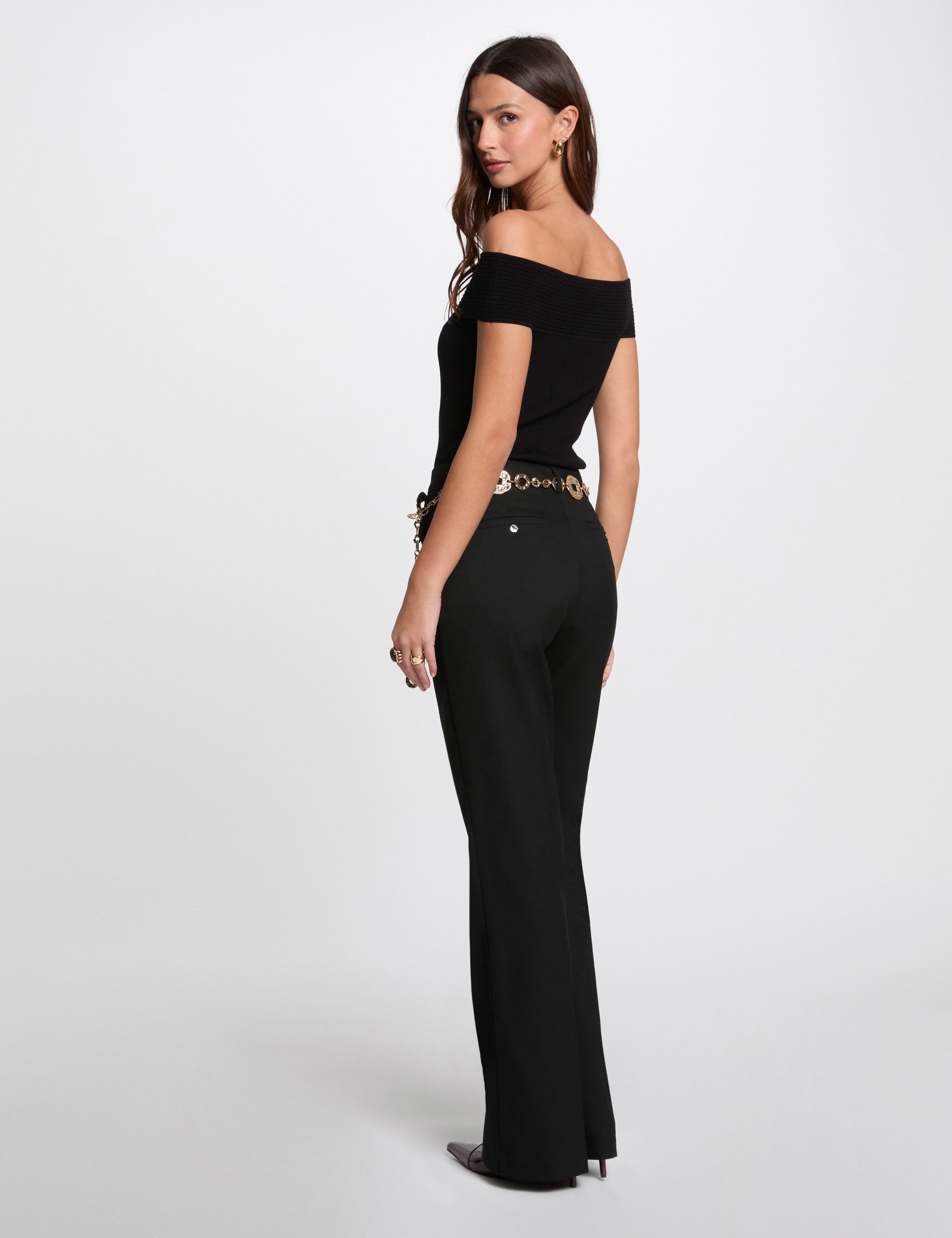 Jumper off the shoulder collar black women