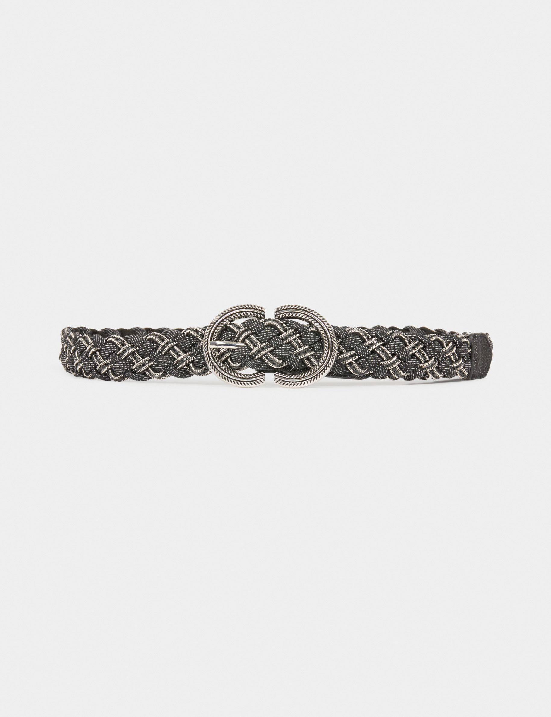 Braided denim belt light grey women