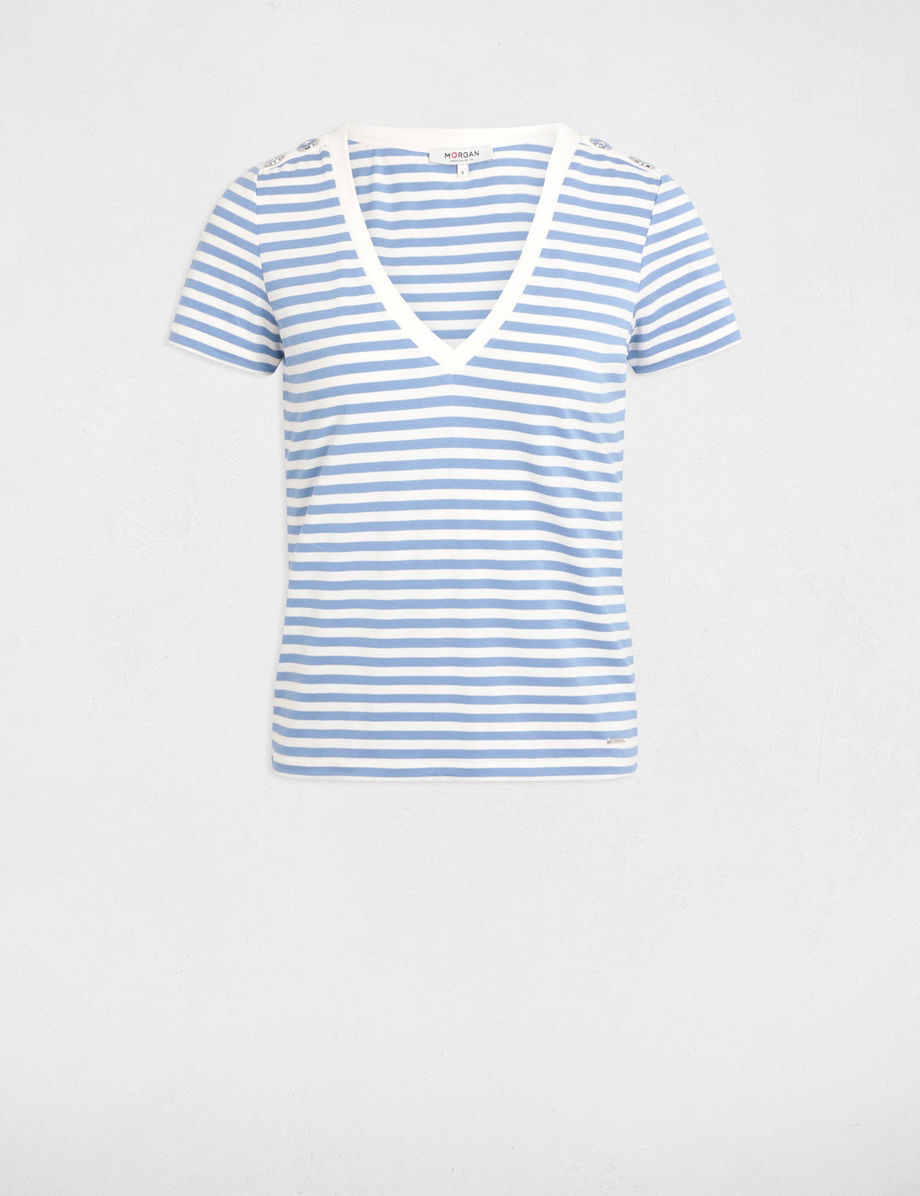 Striped short-sleeved t-shirt white women