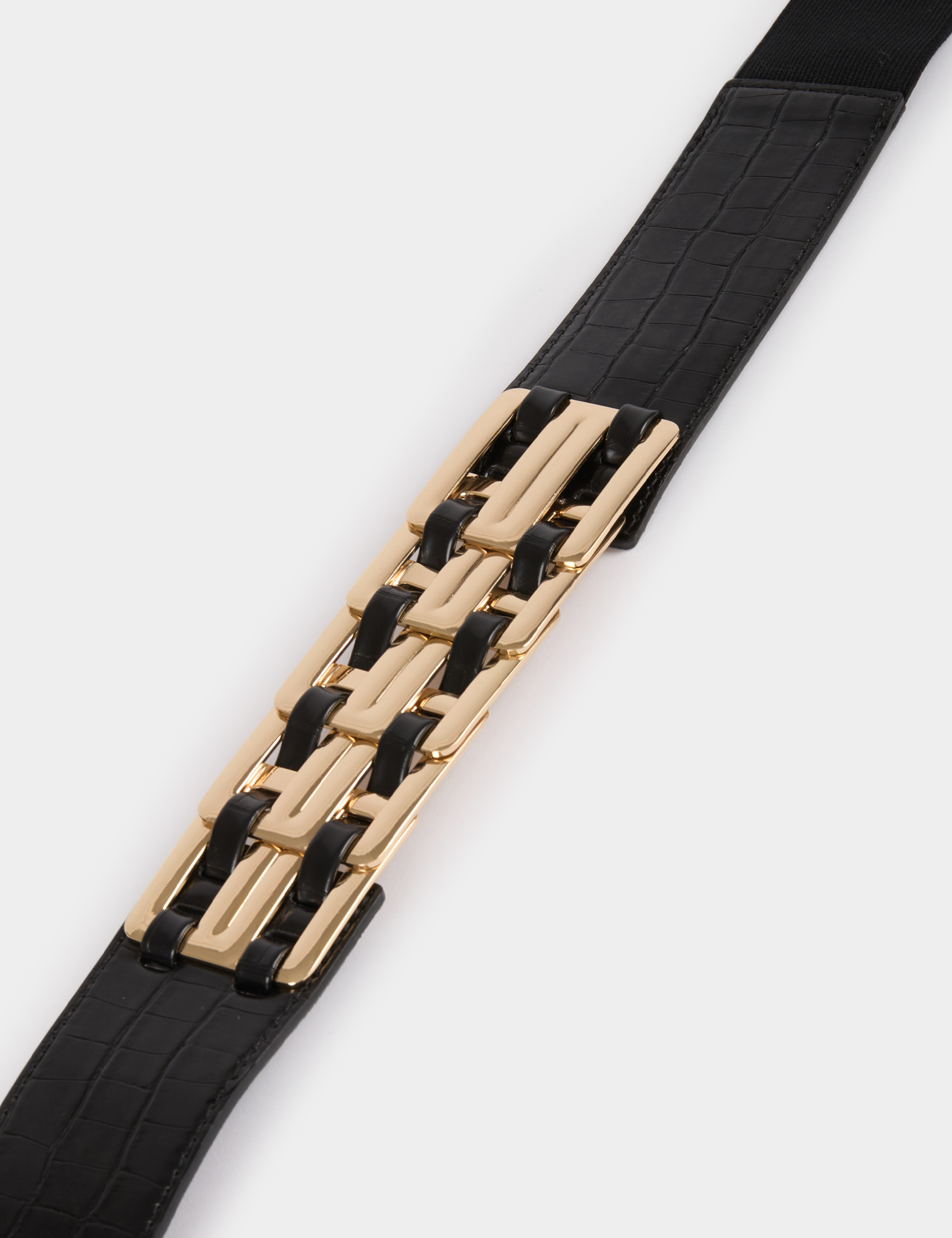 Elasticised belt with buckles black women