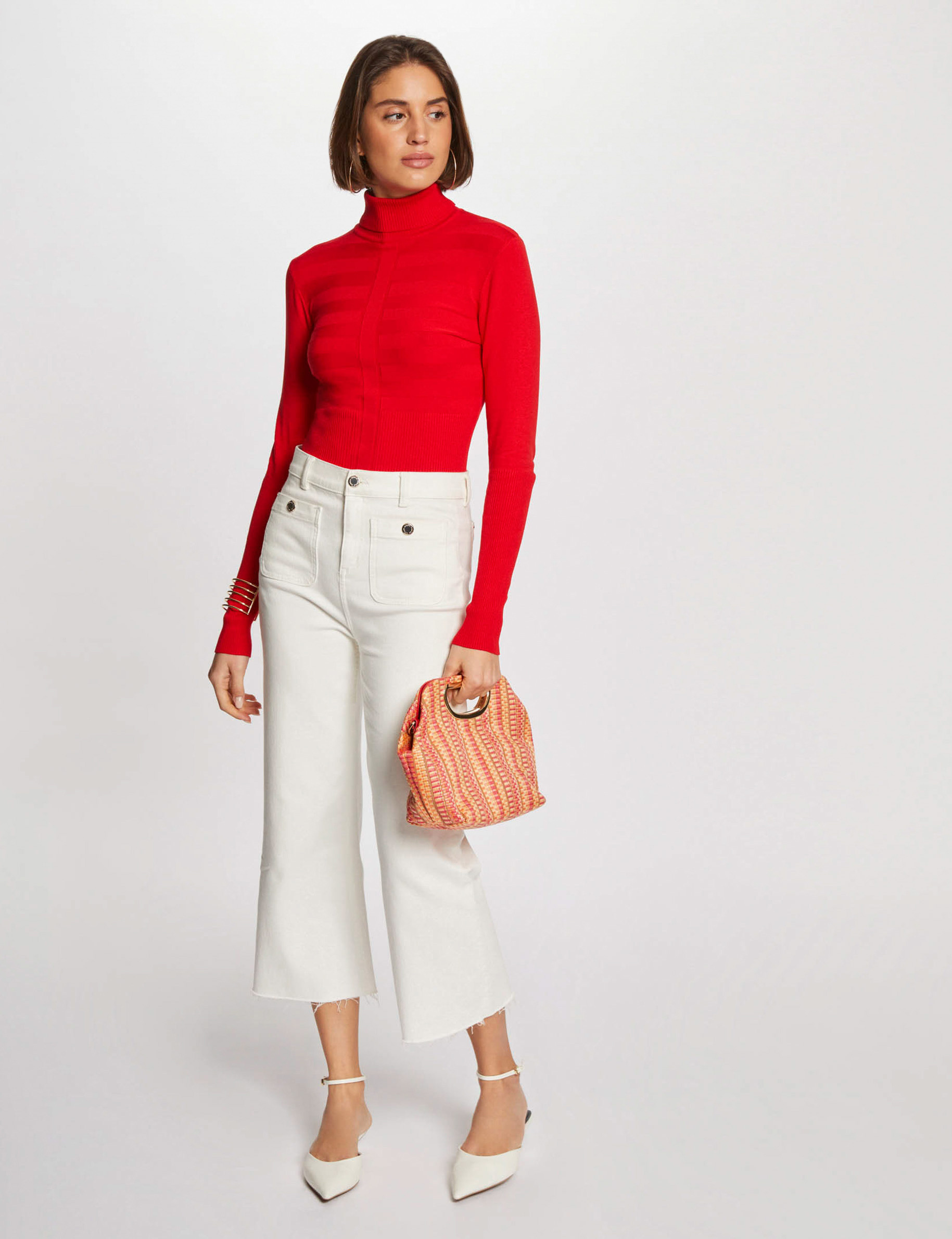 Long-sleeved jumper turtleneck red women