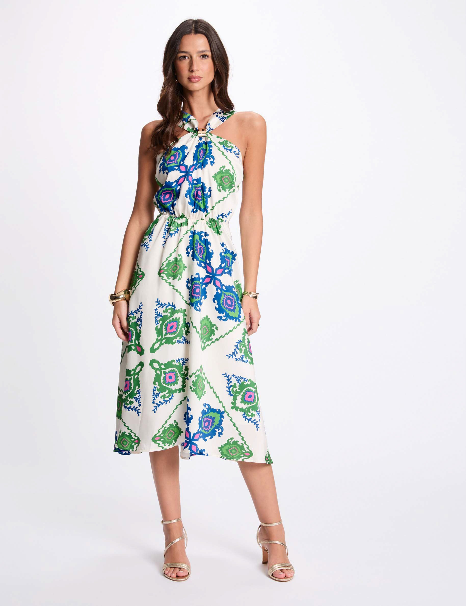 Printed A-line midi dress multicolor women