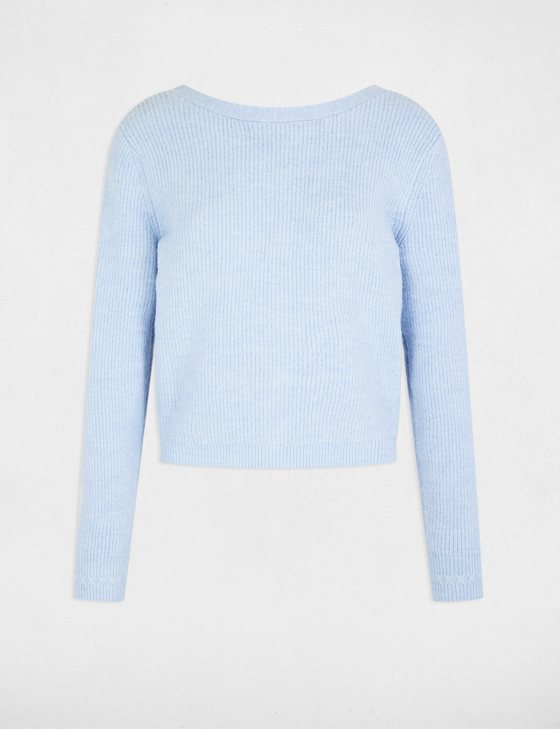 Long-sleeved ribbed cardigan sky blue women