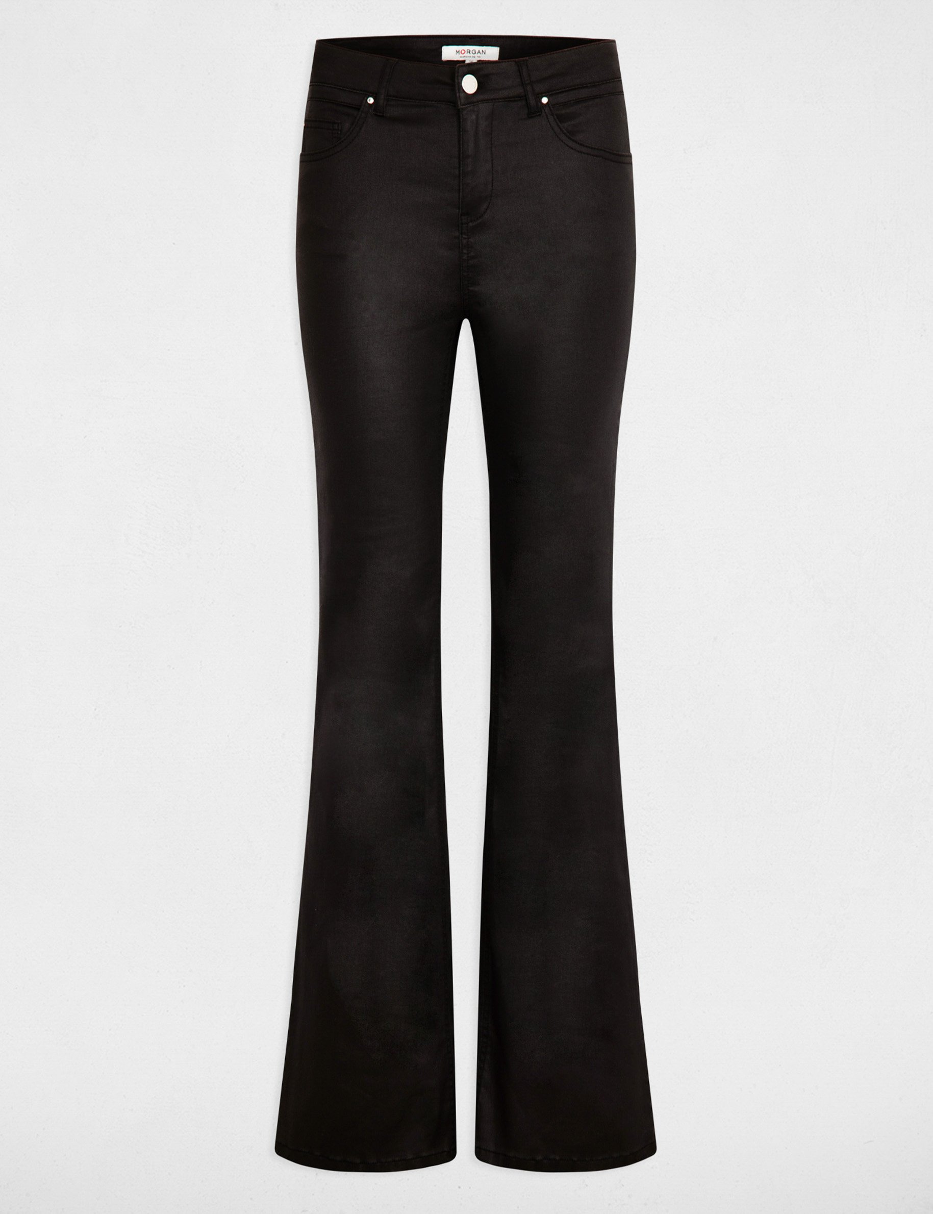 Flare trousers wet effect black women