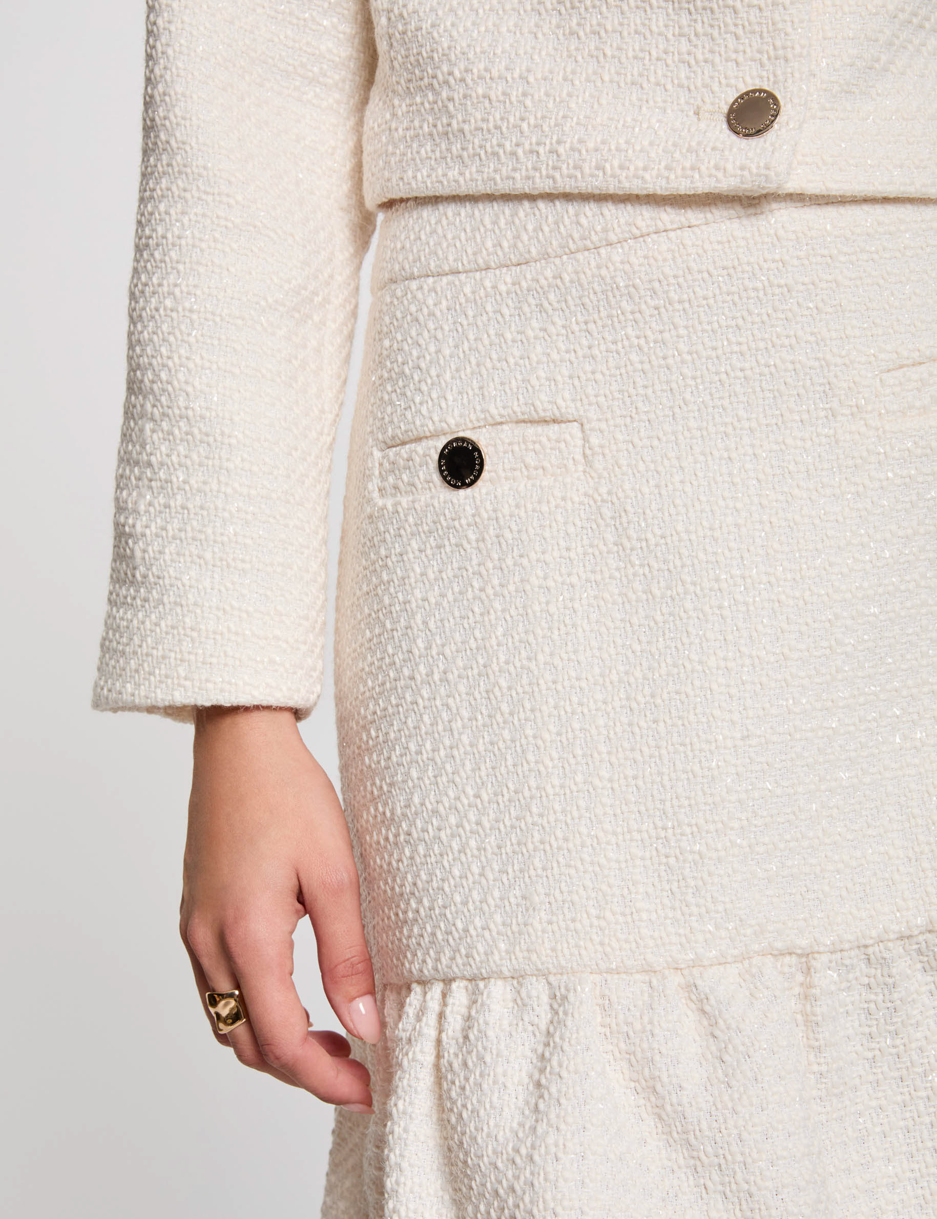 Mini tweed skirt ivory women