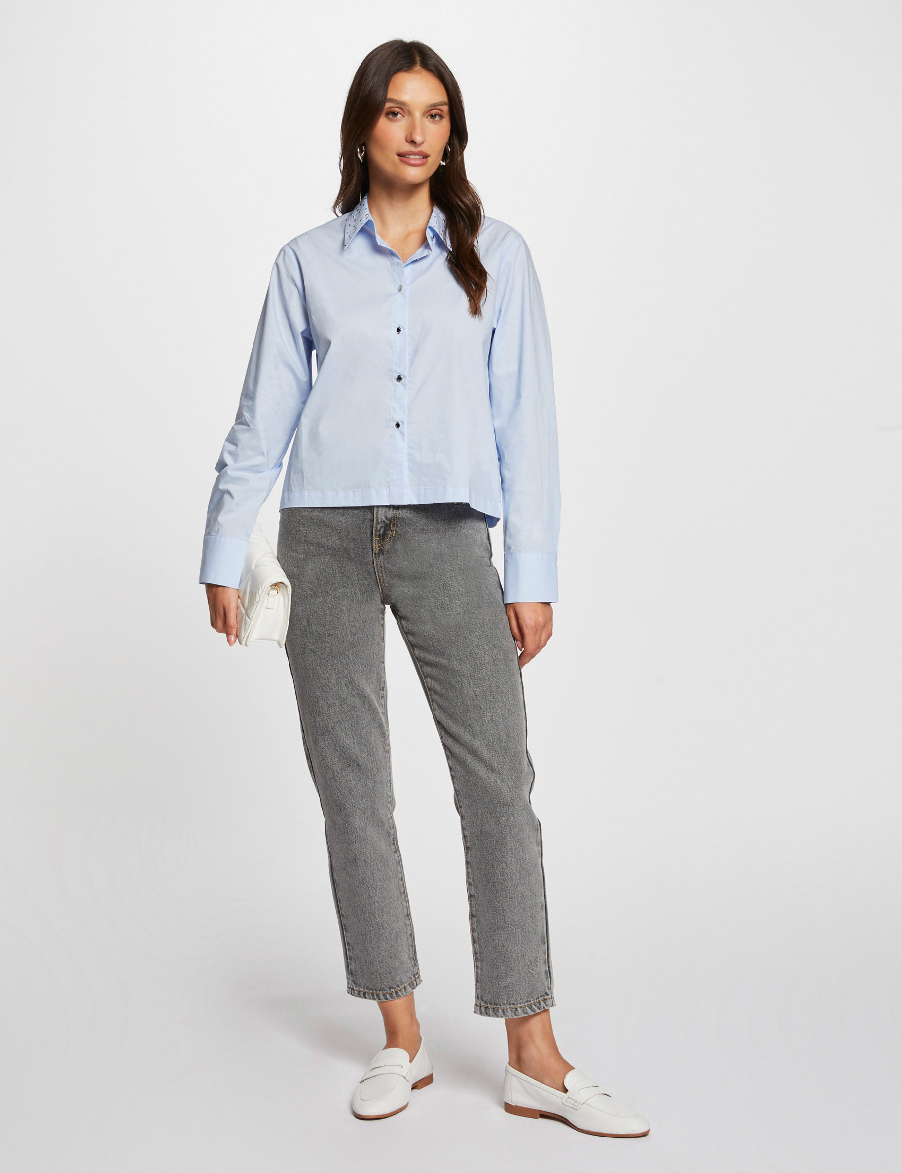 Long-sleeved shirt mid blue women