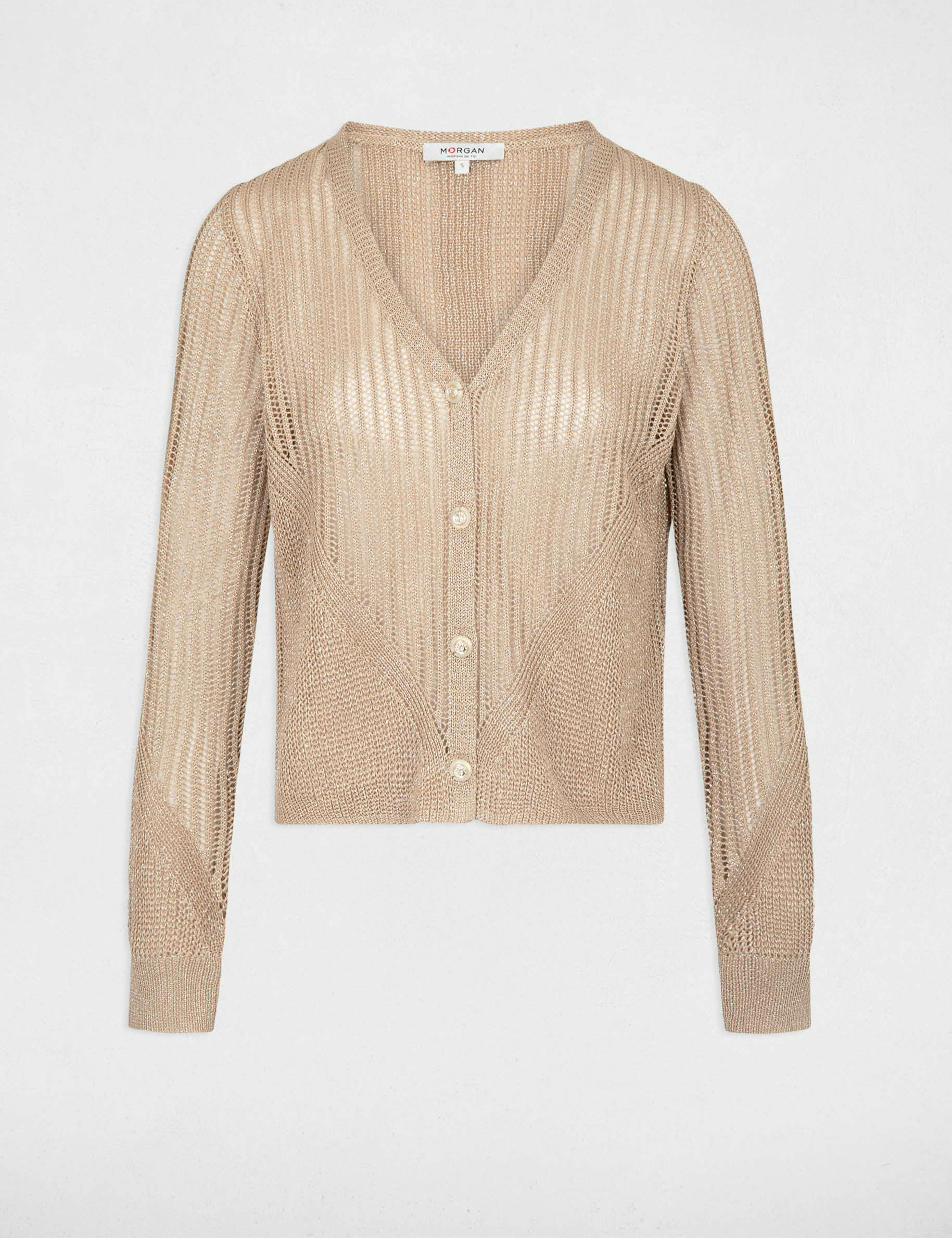 Openwork long-sleeved cardigan gold women