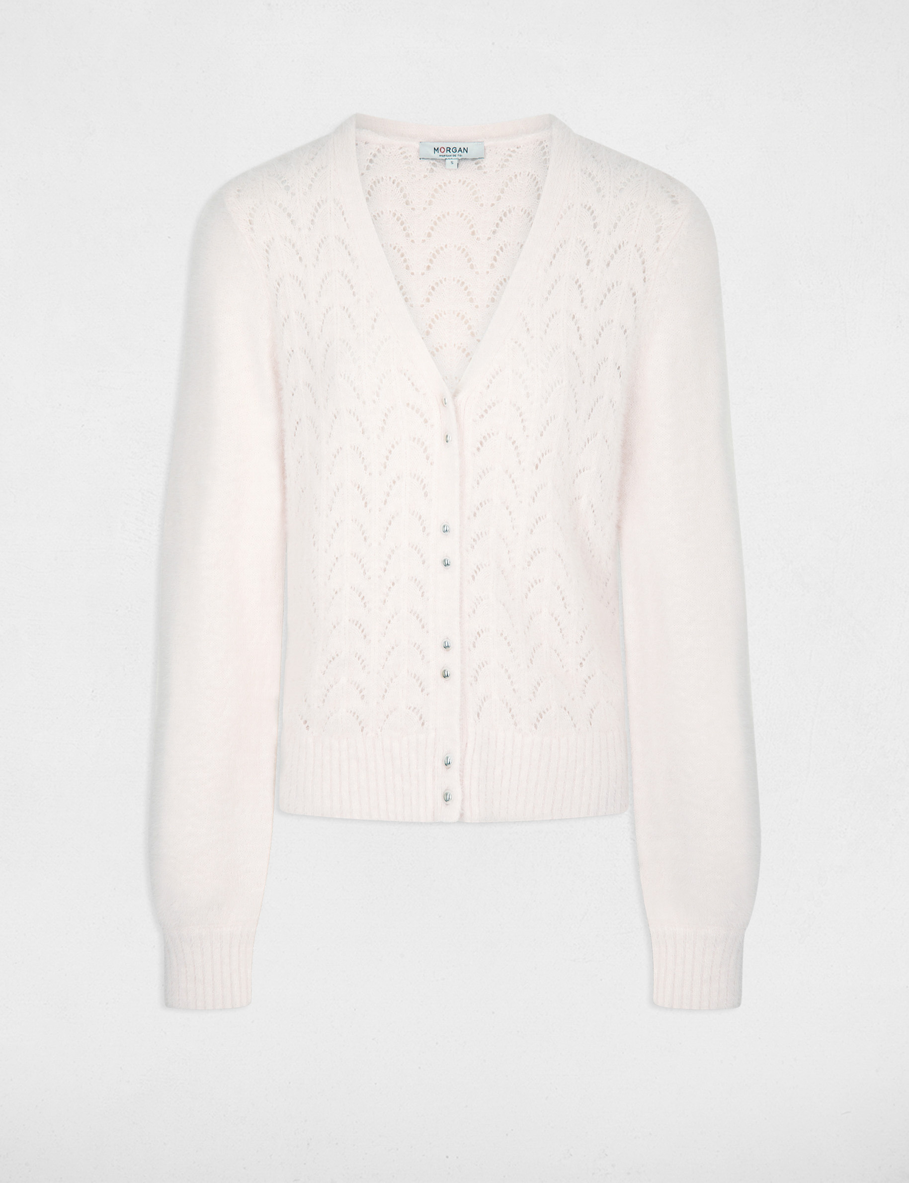 Long-sleeved cardigan openwork details pink women