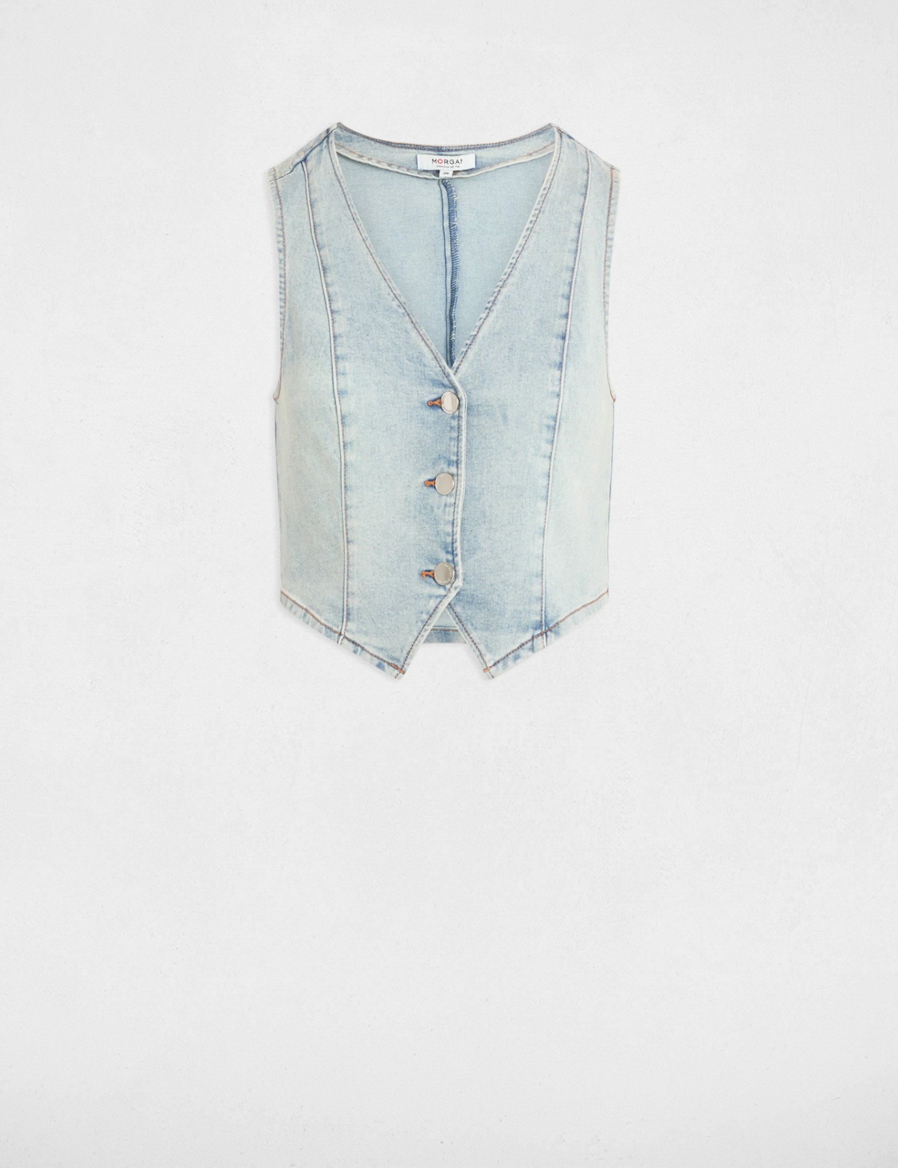 Sleeveless denim top bleach denim women