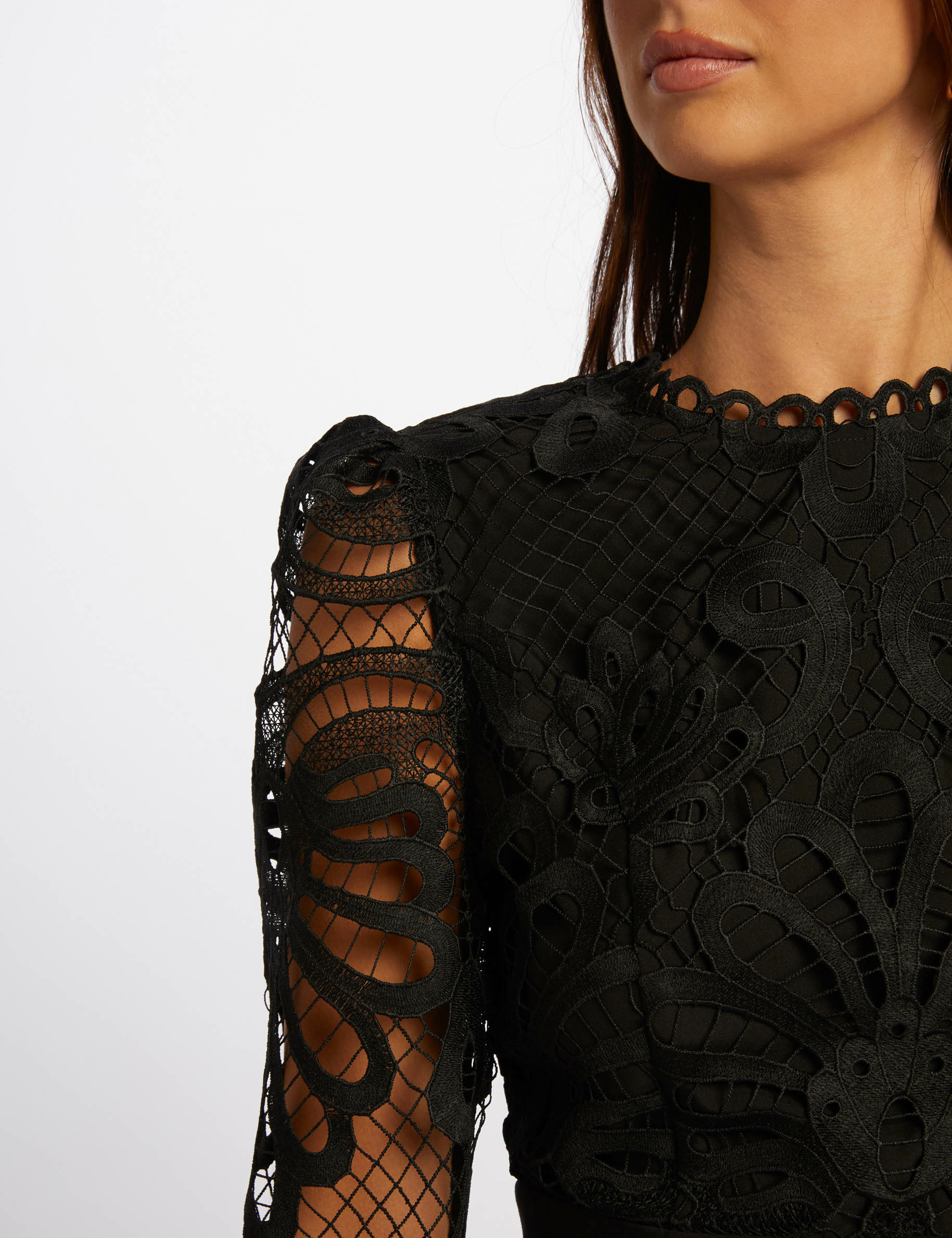 Fitted mini lace dress black women