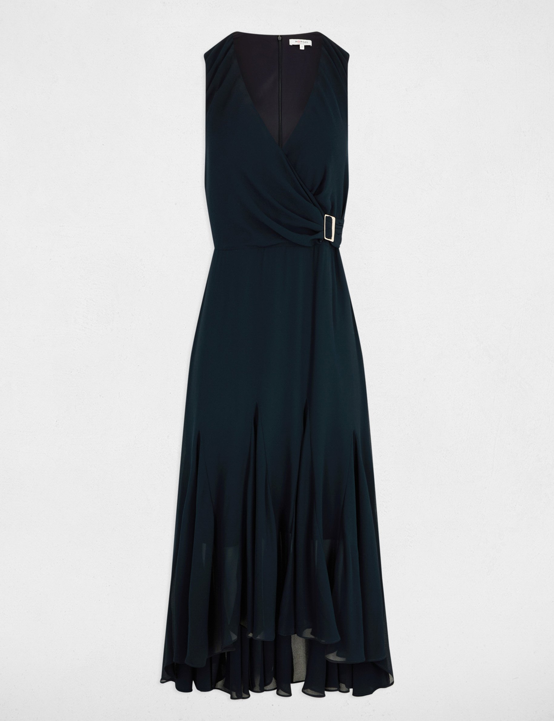 Loose straight midi dress navy blue women