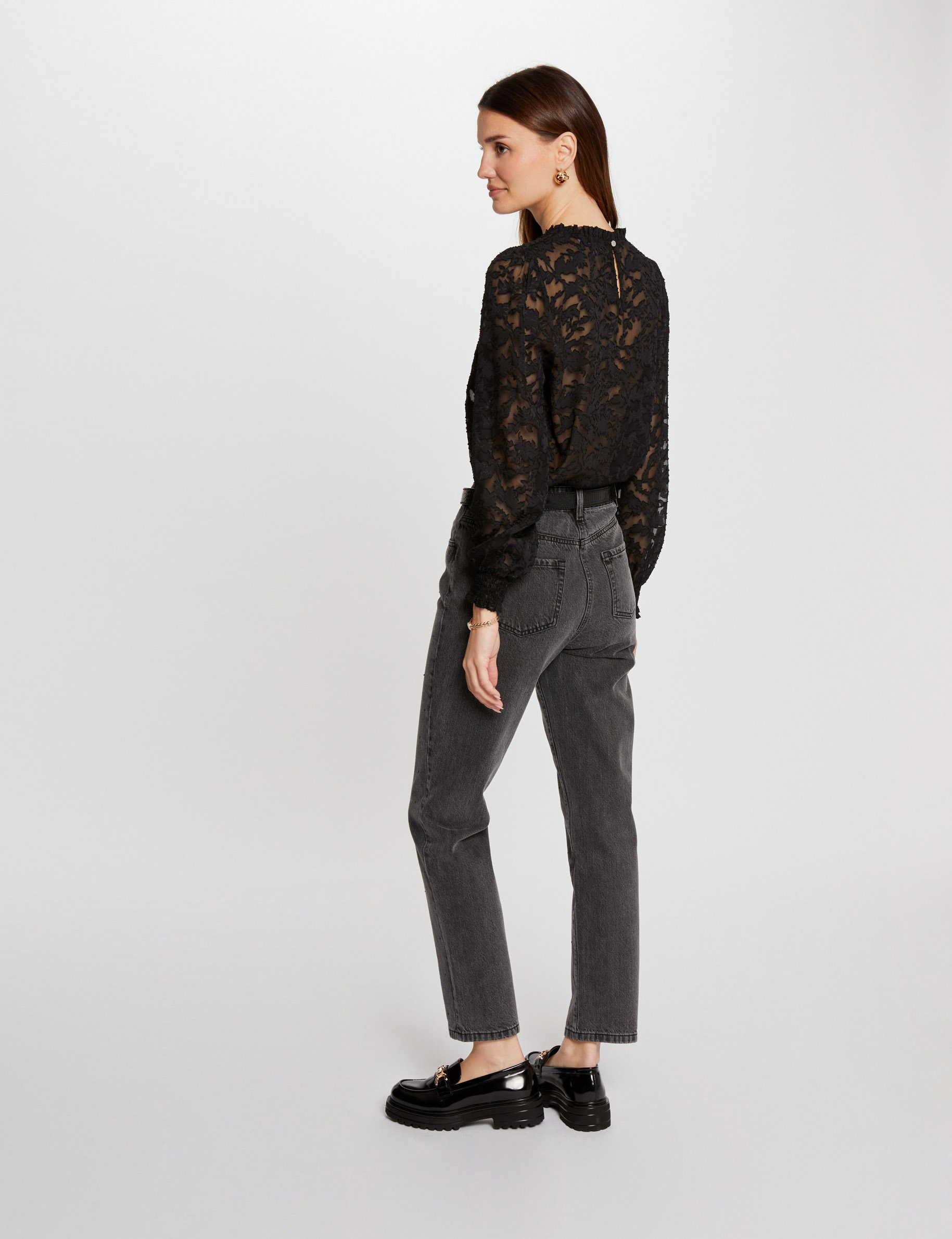 Lace top long sleeves black women