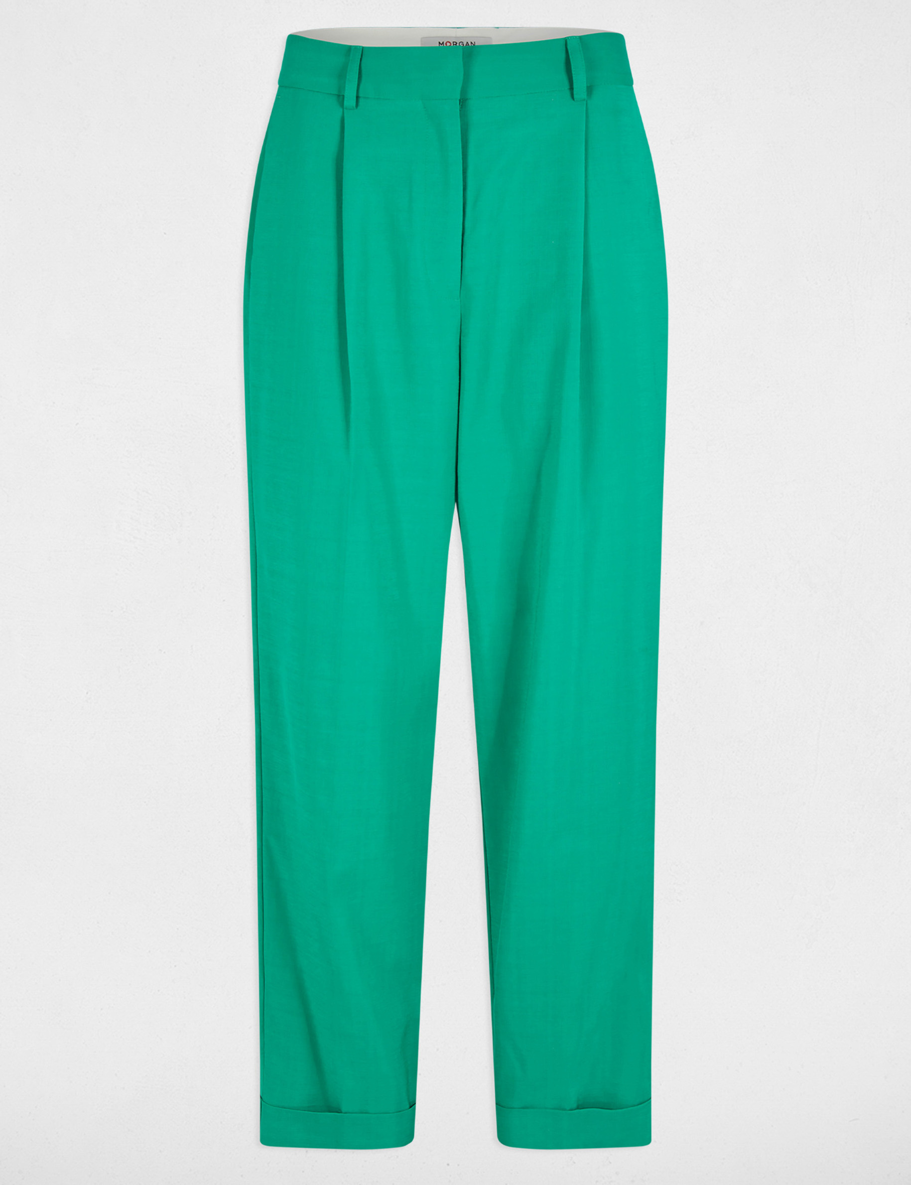 Straight trousers with darts emerald green women