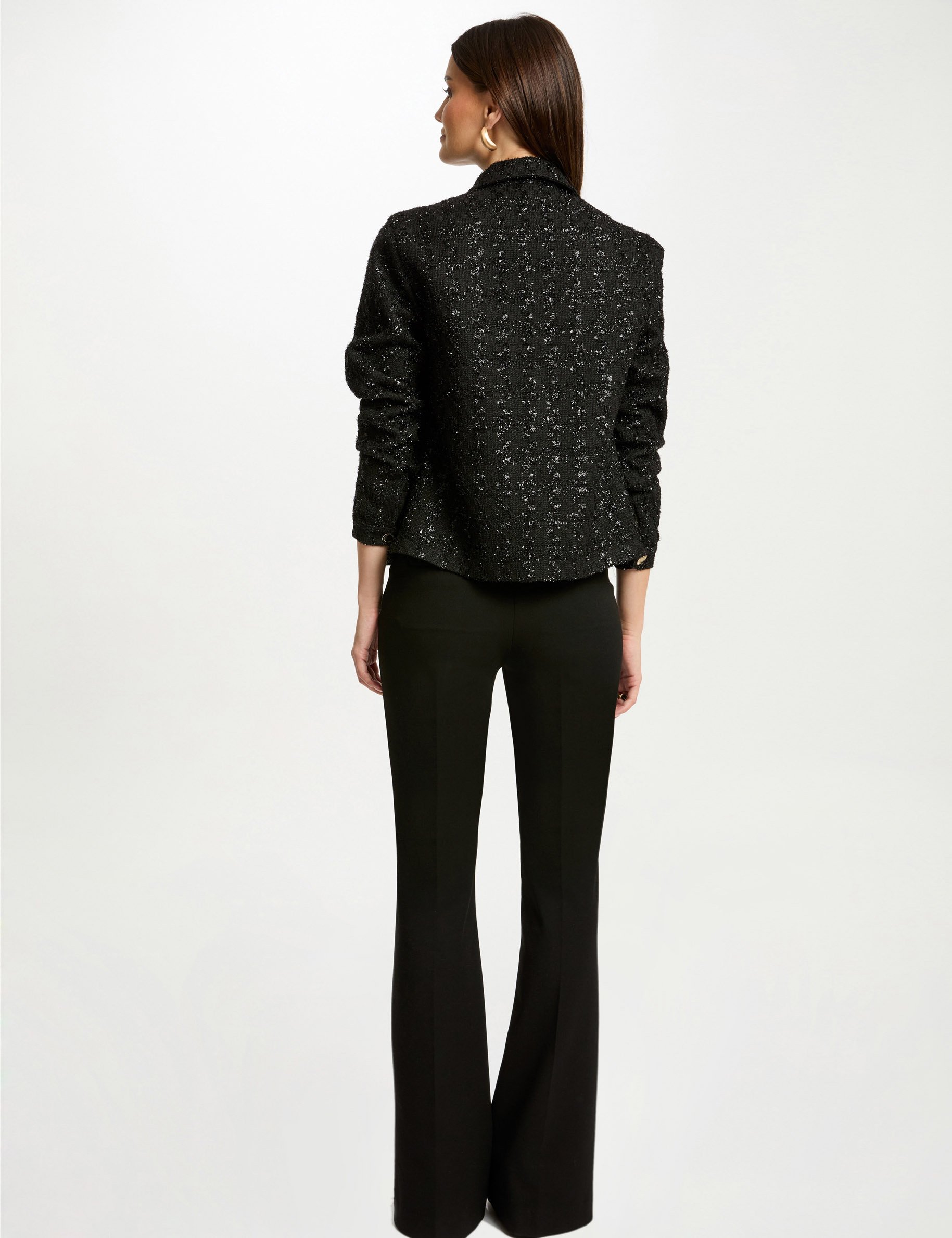 Buttoned tweed jacket black women