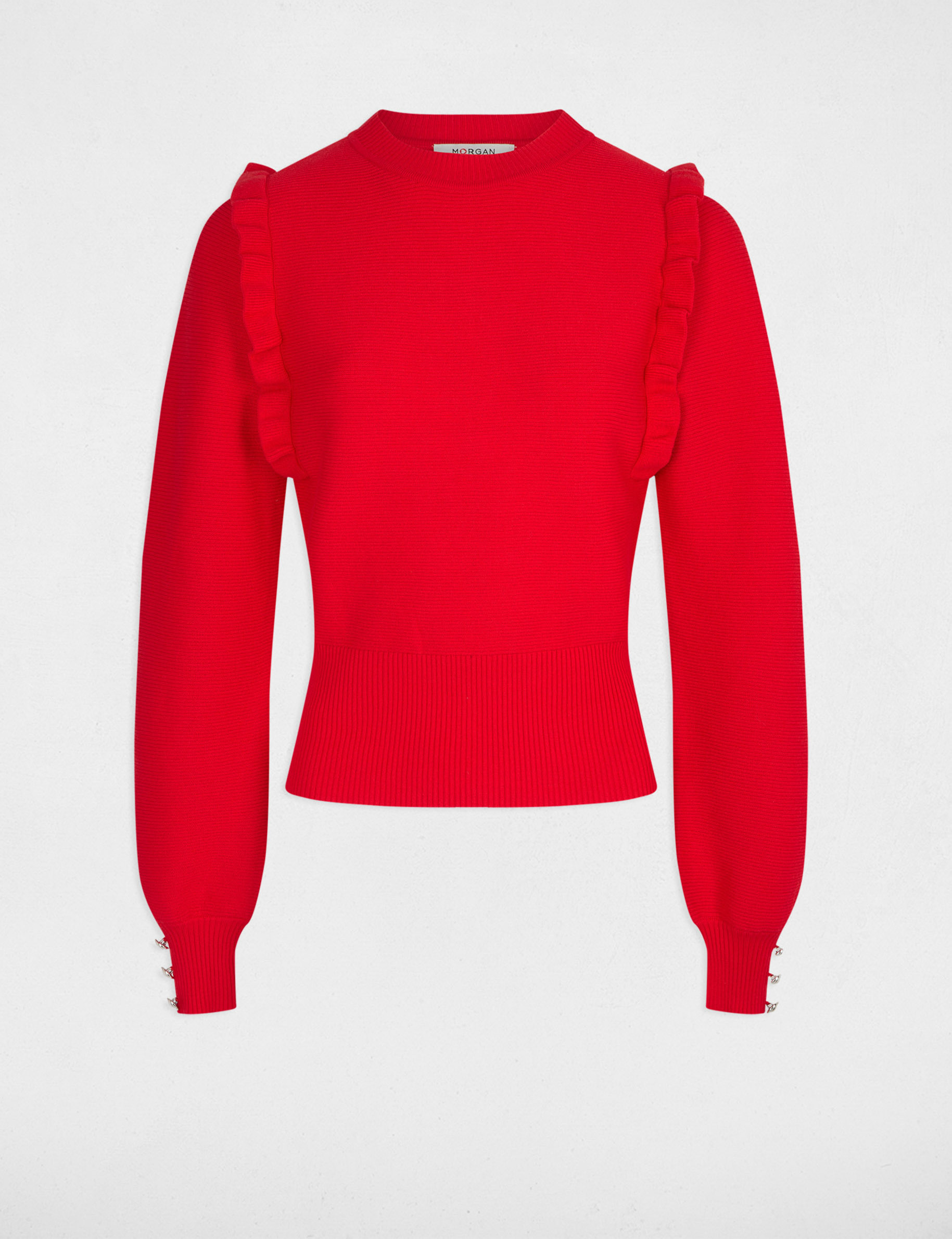 Long-sleeved jumper ruffles red women