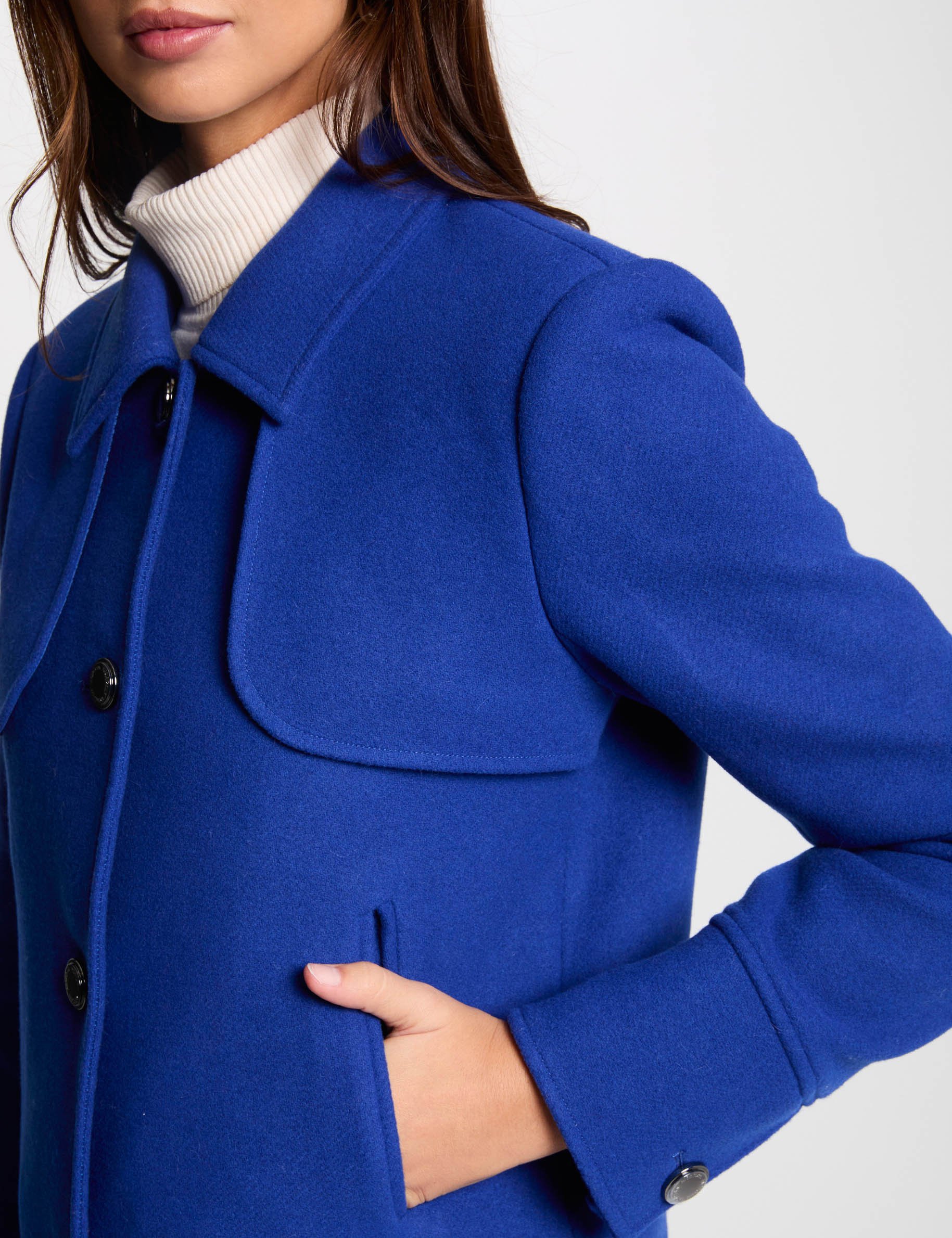 Short buttoned coat blue women