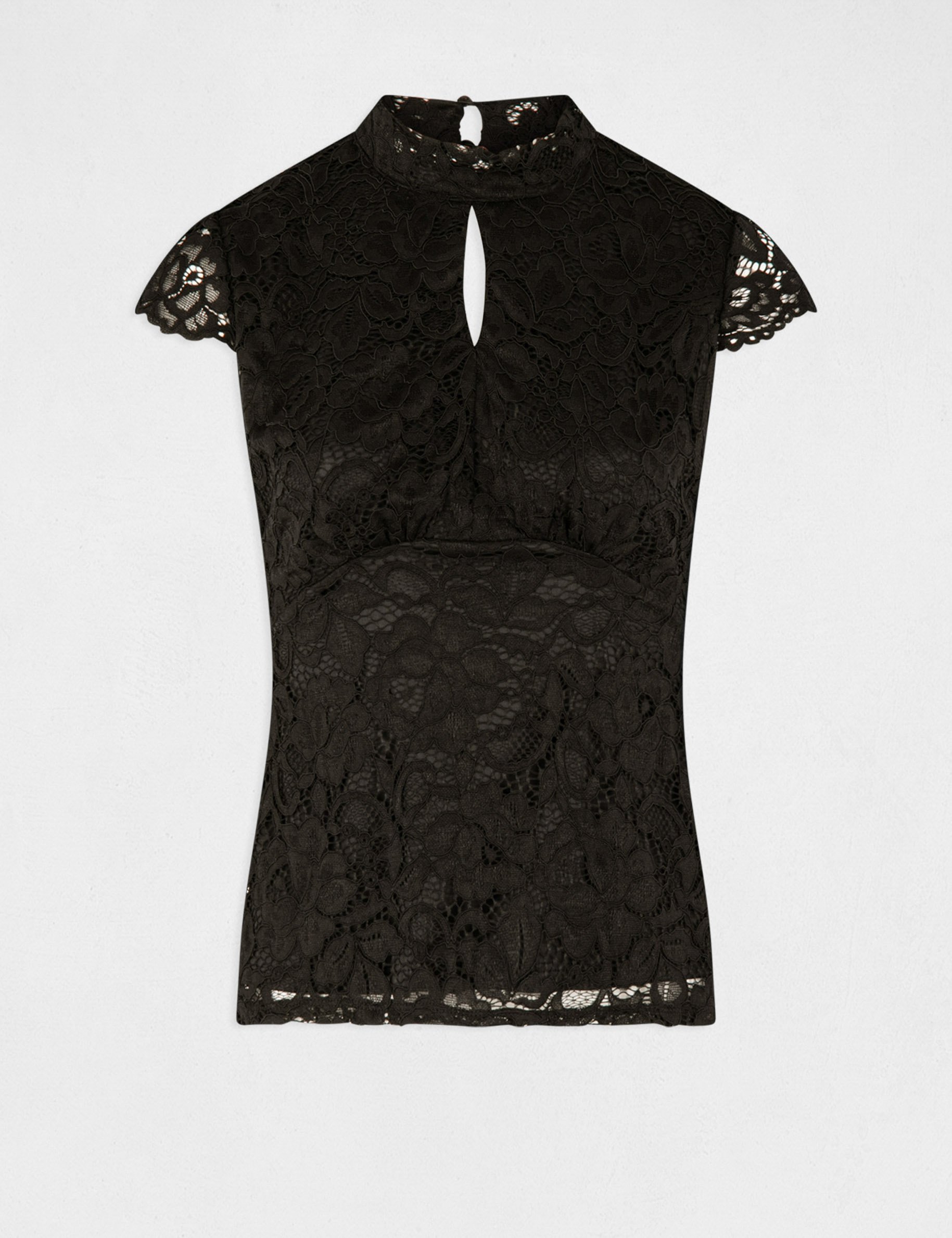 Short-sleeved t-shirt with lace black women