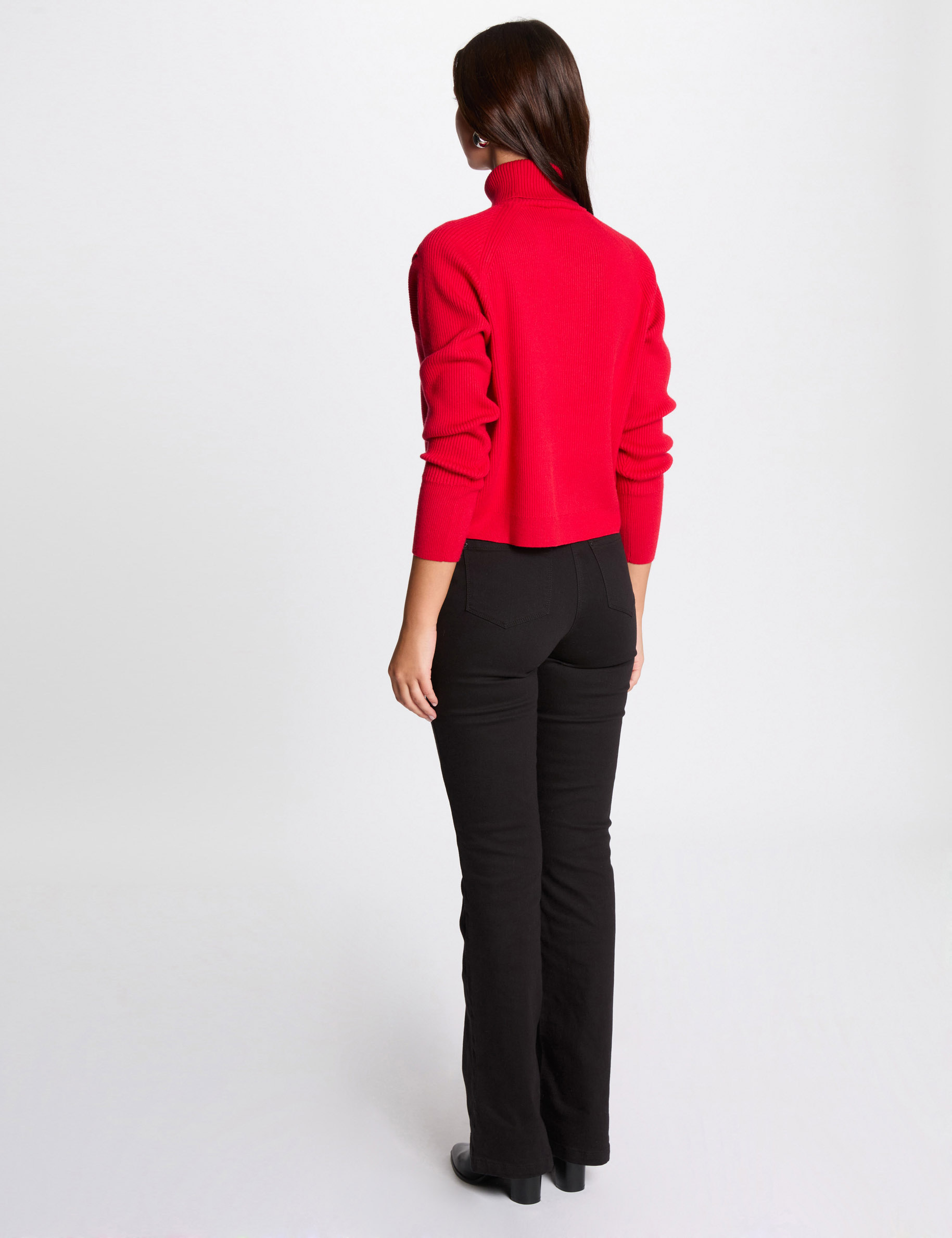 Long-sleeved jumper wrap-over effect red women