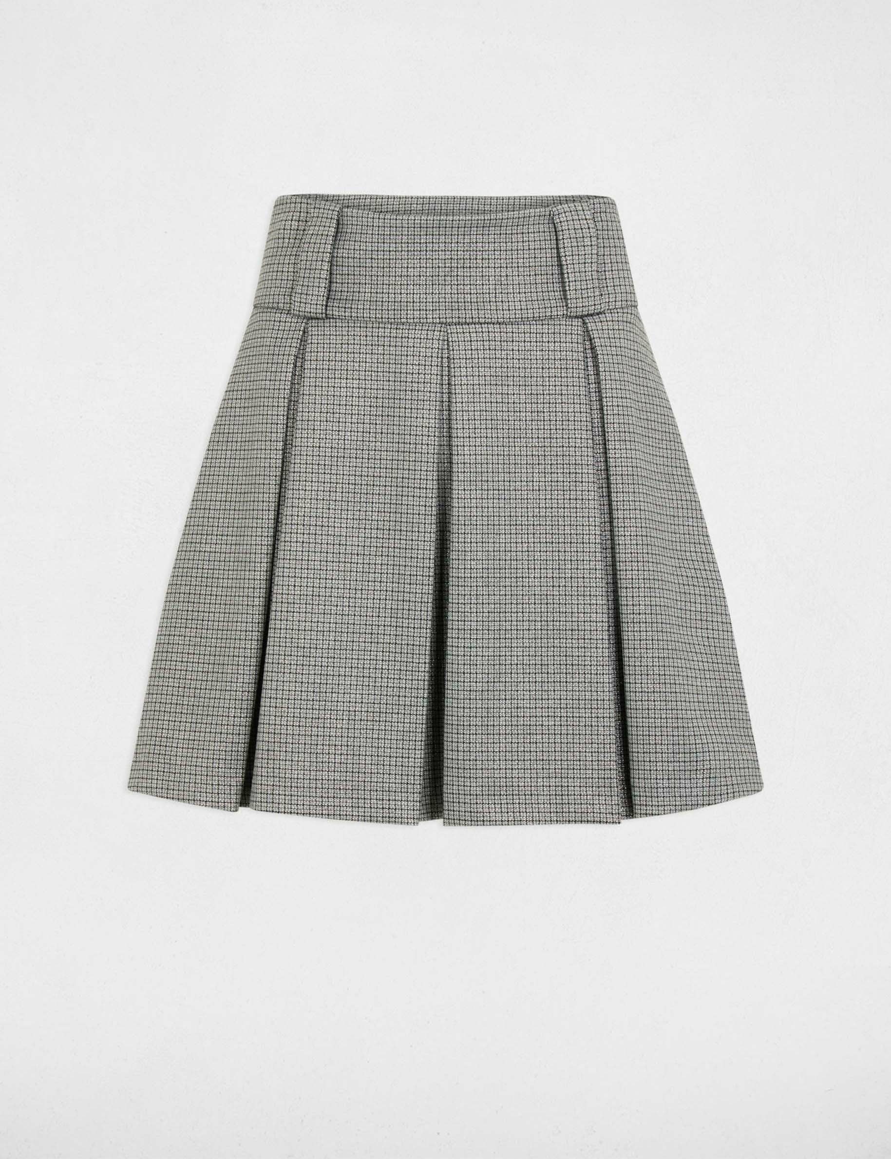 Checked mini skirt mid-grey women