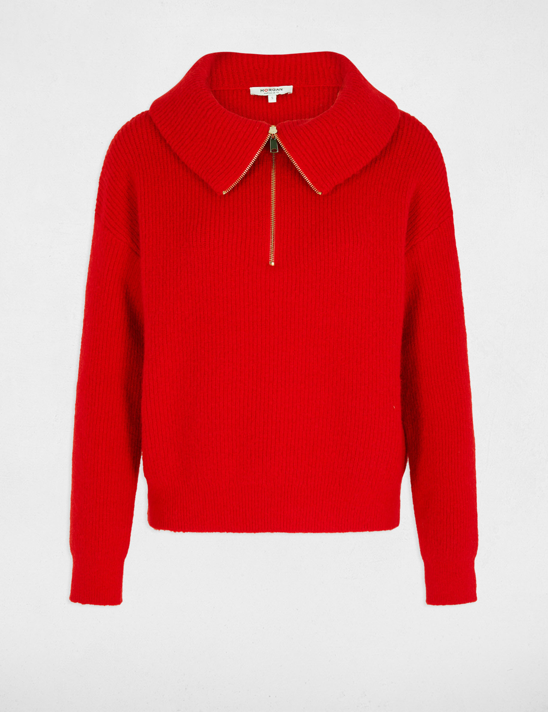 Jumper with zipped-rollneck red women