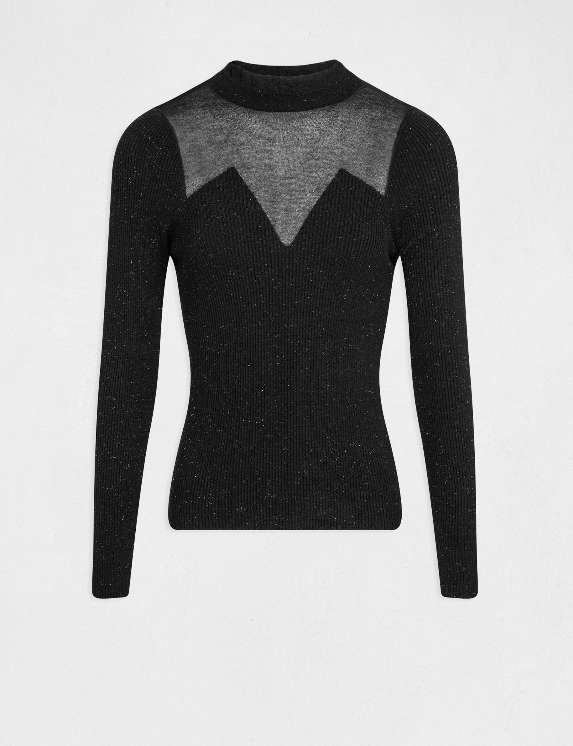 Long-sleeved jumper with high collar black women