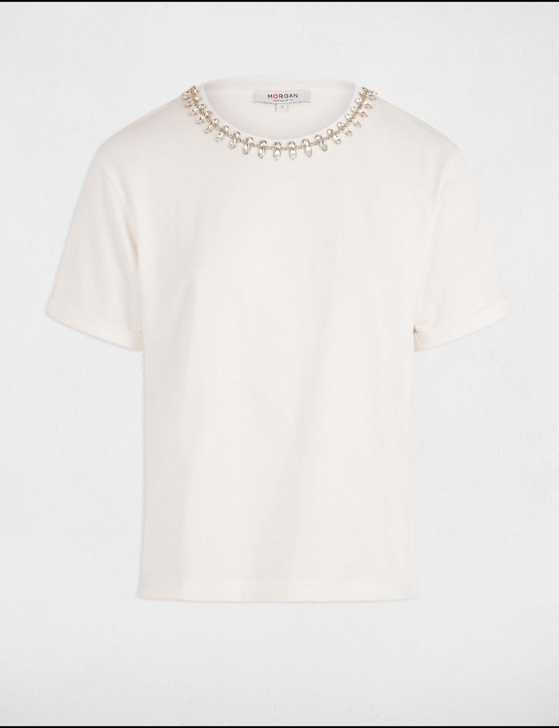 Short-sleeved t-shirt jewels white women