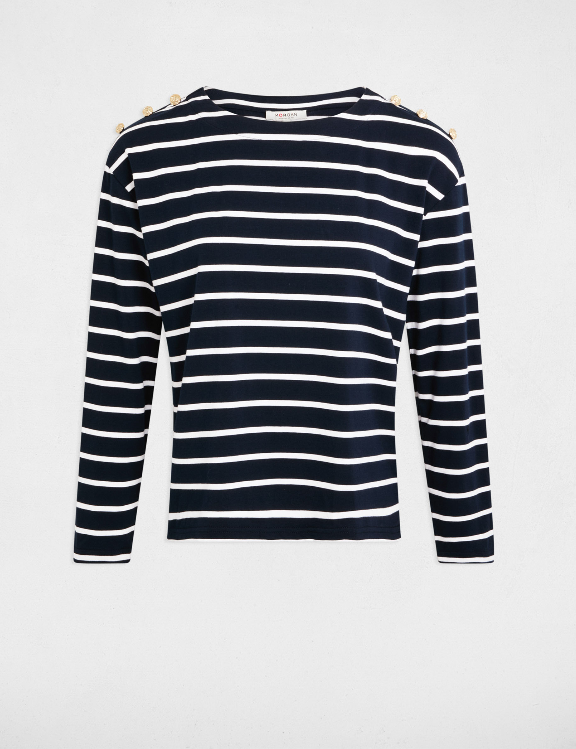 Striped long-sleeved t-shirt white women