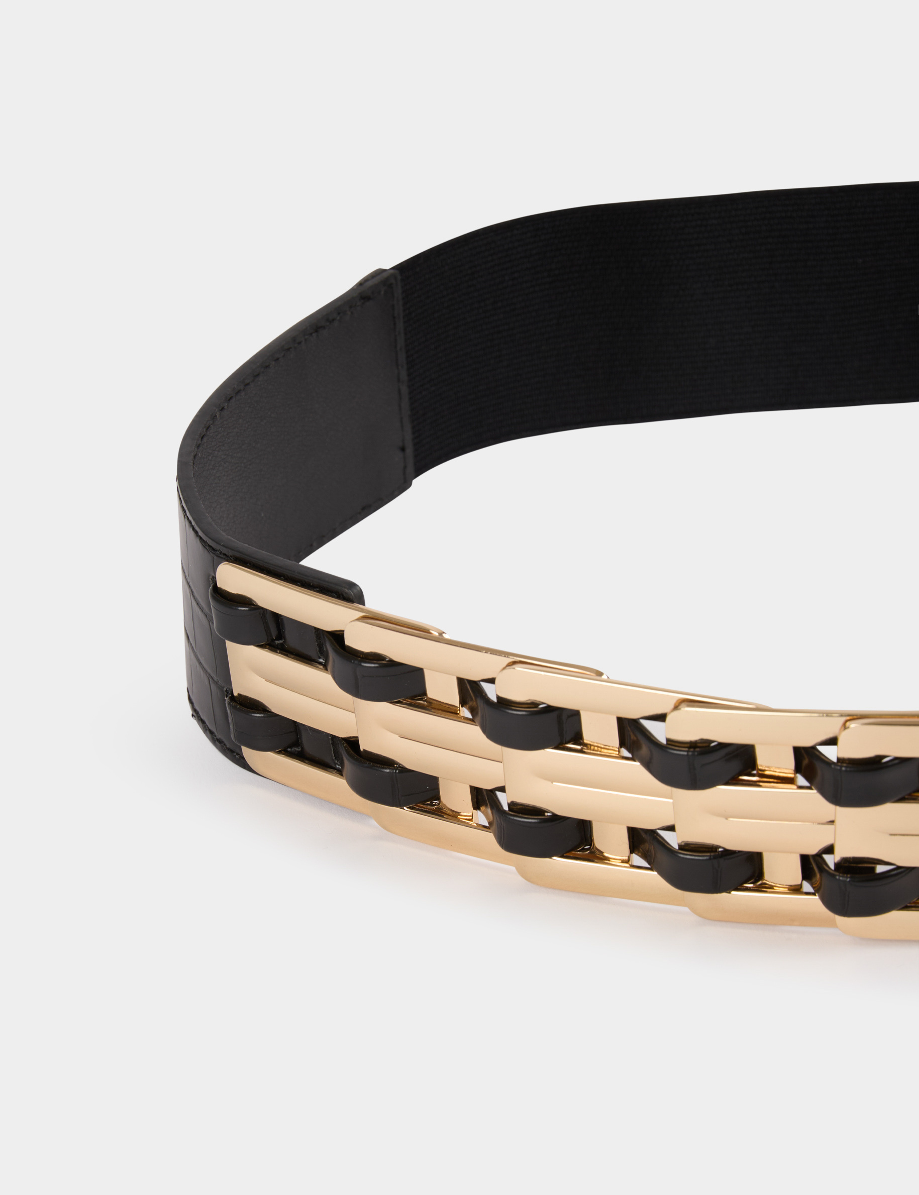 Elasticised belt with buckles black women