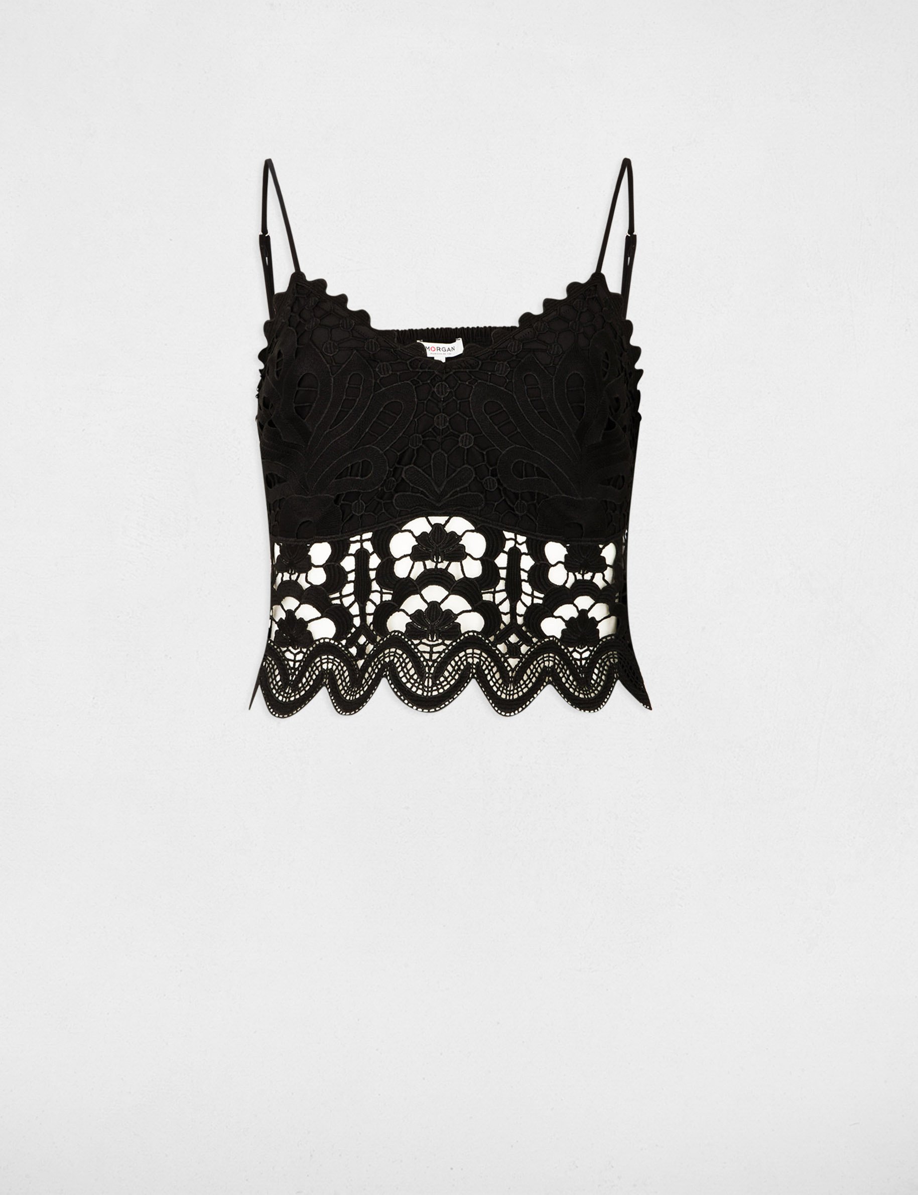 Crop top thin straps black women