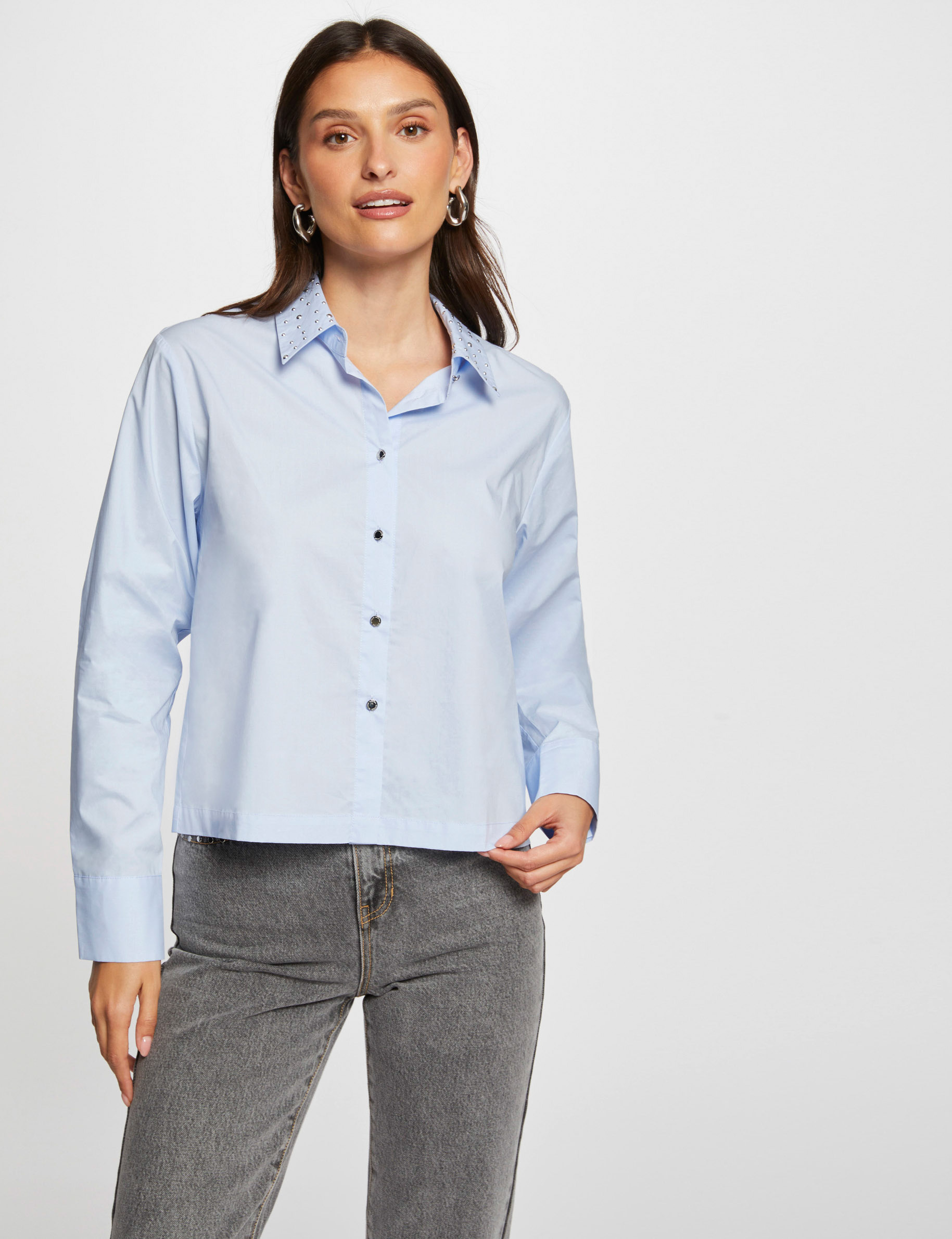 Long-sleeved shirt mid blue women